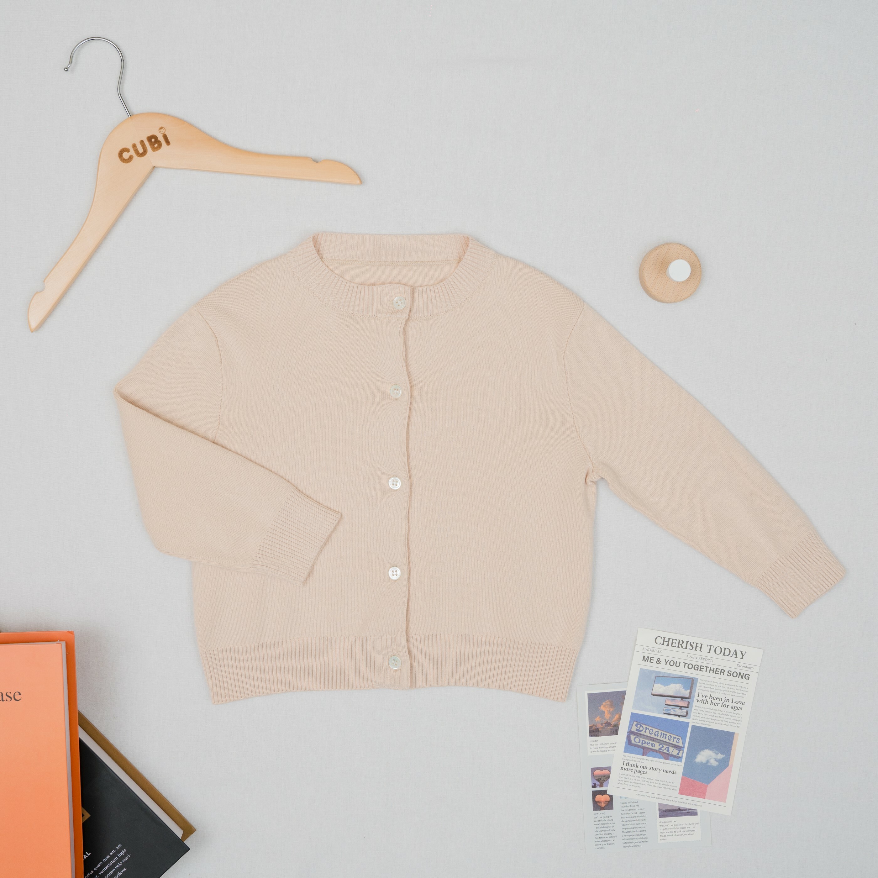 針織外搭毛衣外套(膚色）