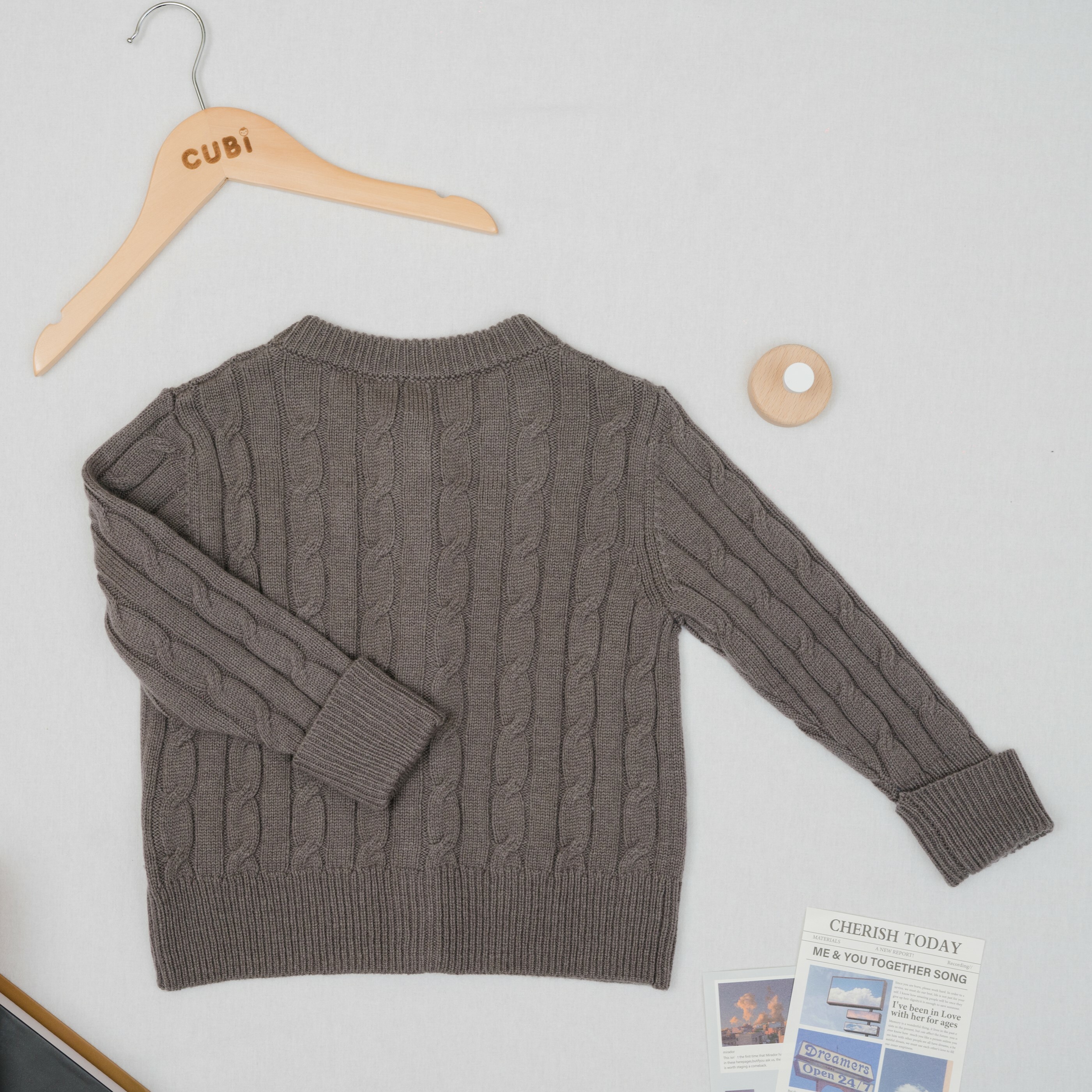 羊毛針織薄外套(深灰)-背面