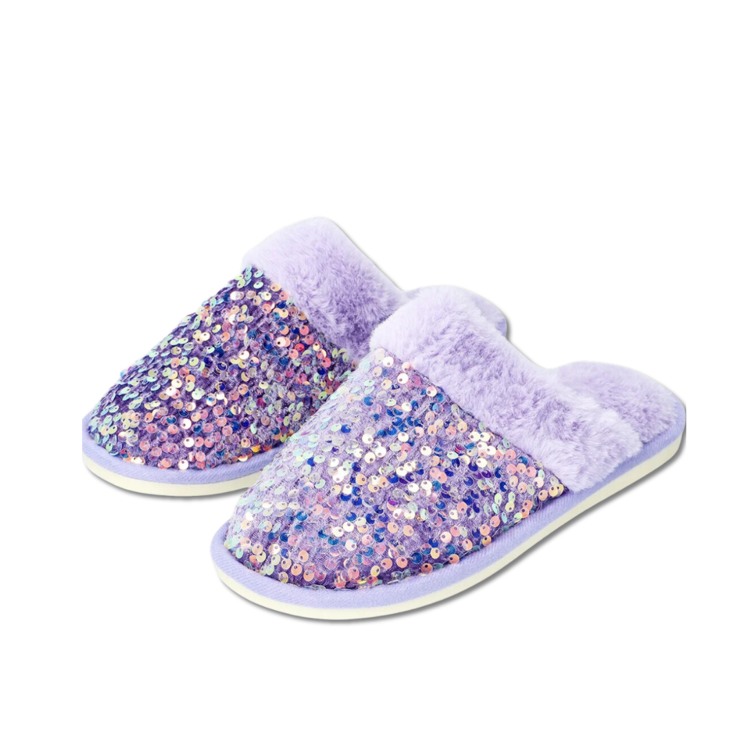 Purple Sequin Slippers