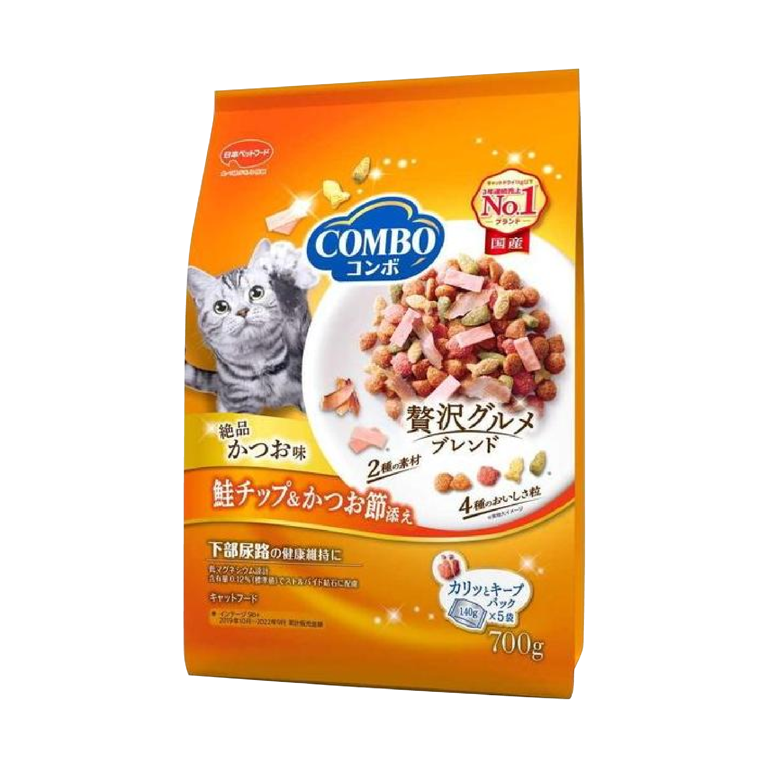 Combo4款形狀 美味鰹魚添加三文片、鰹魚片貓糧700g