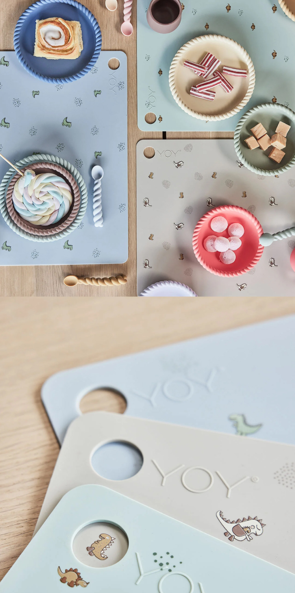 丹麥OYOY可愛恐龍長形餐墊,佈置兒童玩耍的桌子,趣味的同時質感也更加提升。