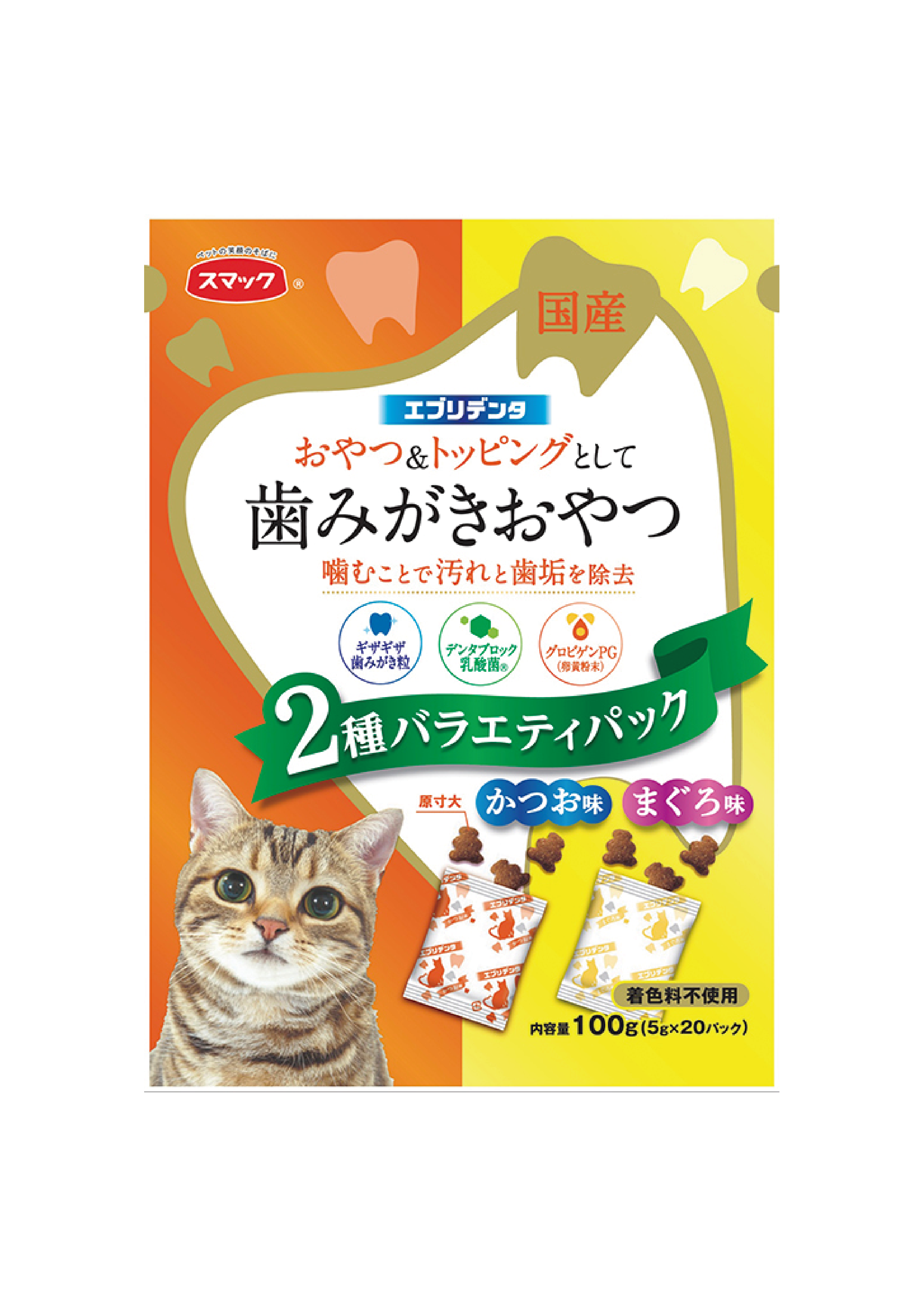 日本「日の味」SMACK &nbsp;日常潔齒 - 鰹魚﹑吞拿魚味貓小食100g