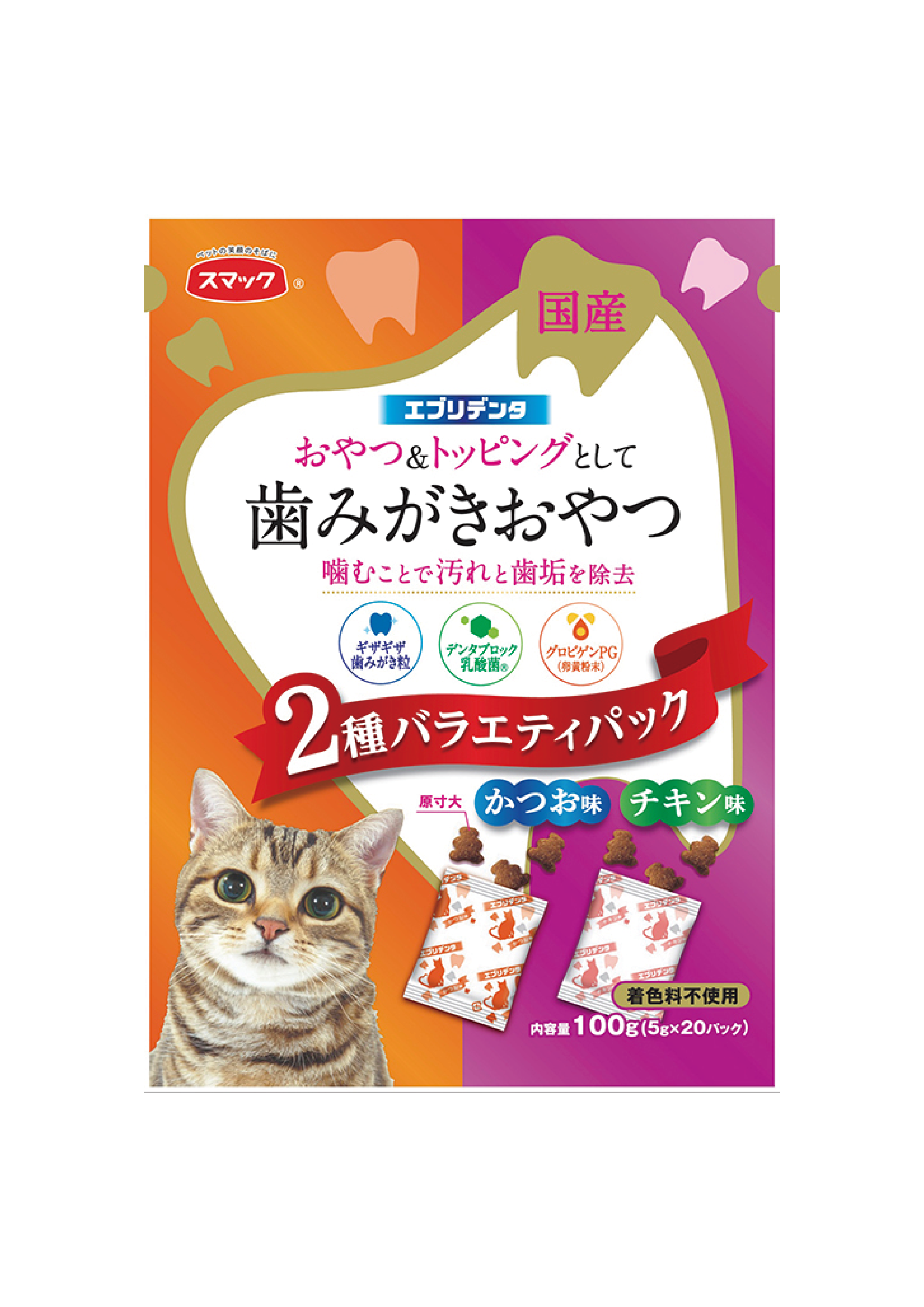 日本「日の味」SMACK 日常潔齒 - 鰹魚﹑雞肉味貓小食100g