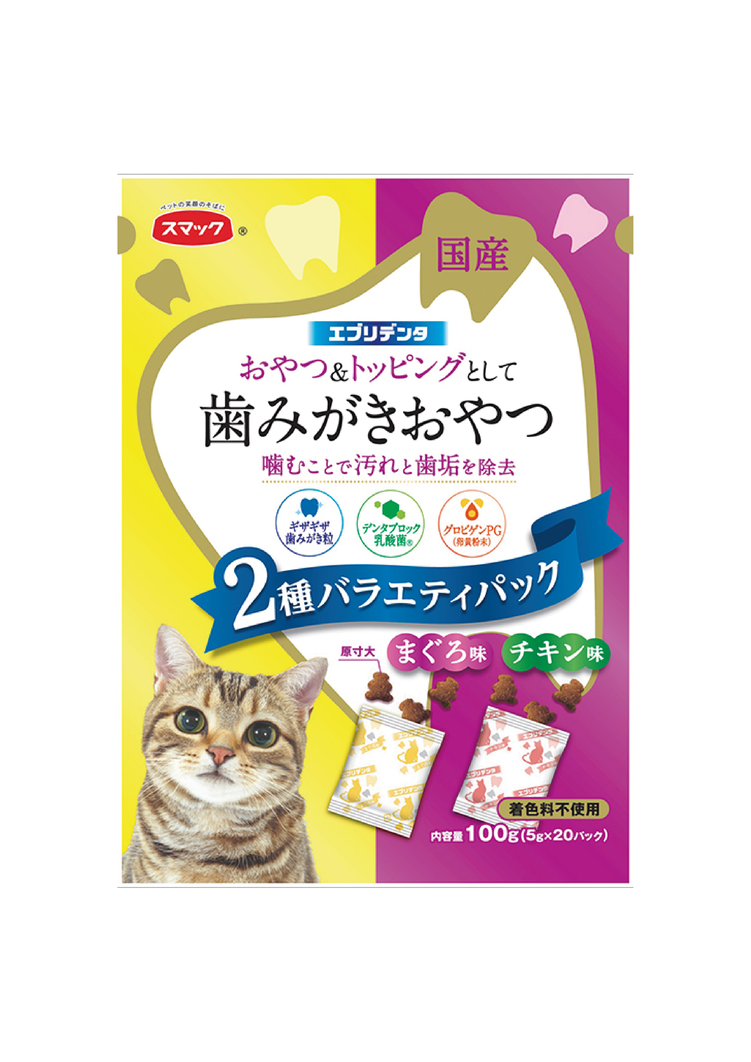 日本「日の味」SMACK 日常潔齒 - 吞拿﹑雞肉味貓小食100g