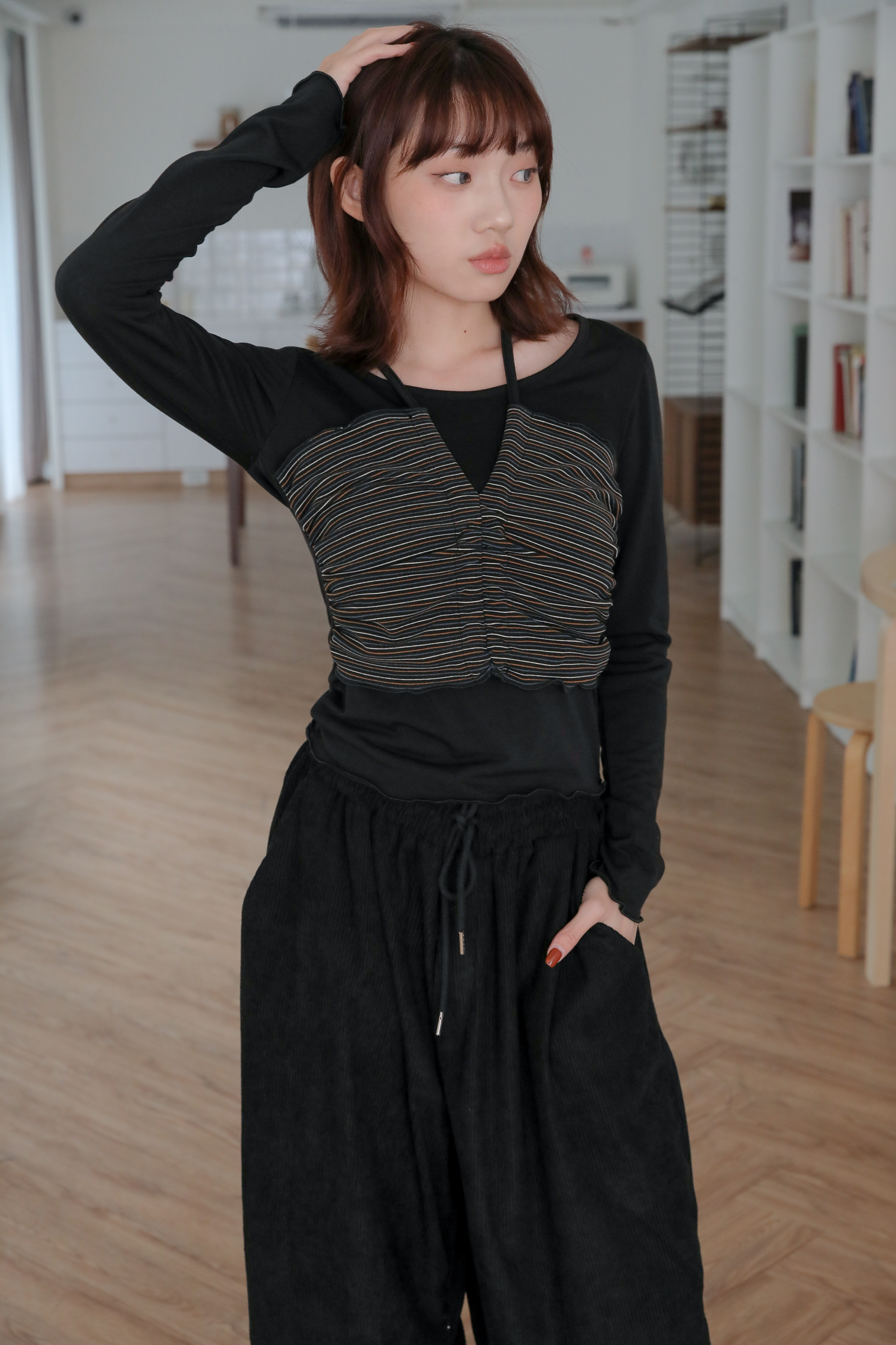 Stripe Coloration T shirt #長袖上衣