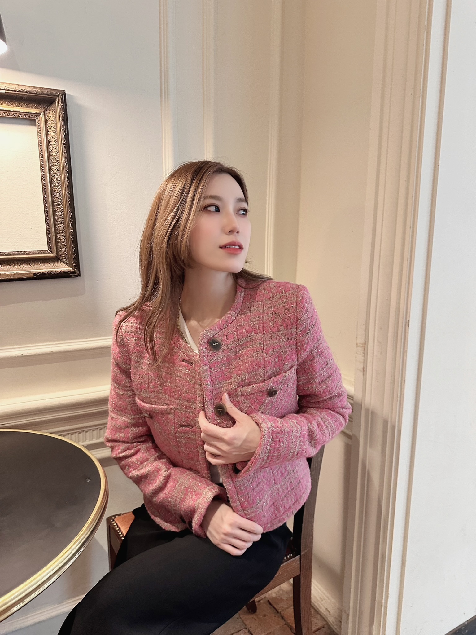 小香風特殊色廂型外套(羊毛45%)