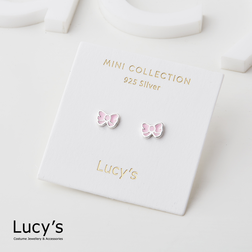 *925純銀 〔輕銀系列〕可愛蝴蝶結 耳環 (四色) (119735/119736/119737/119738)