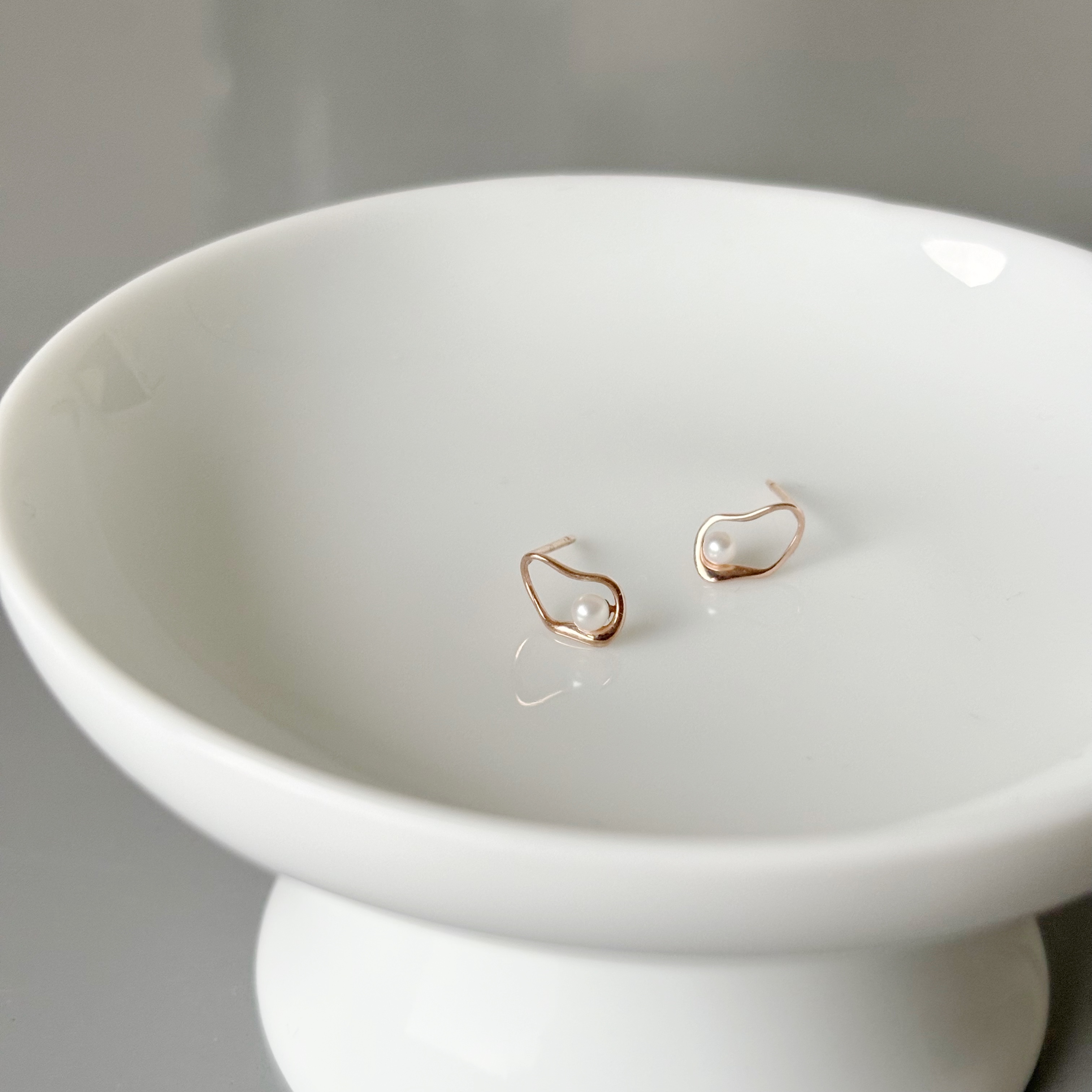 10K簍空不規則珍珠耳環