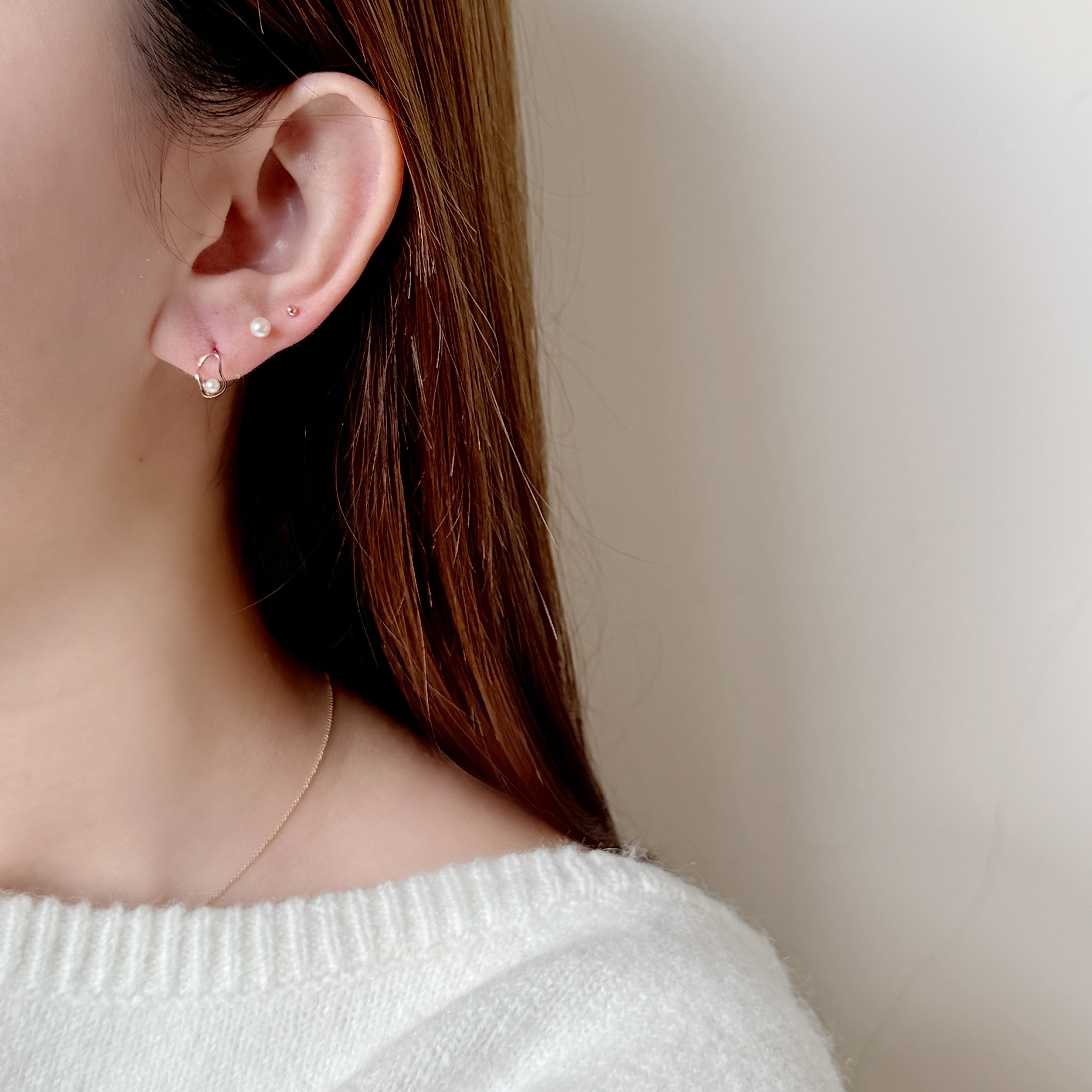 10K簍空不規則珍珠耳環