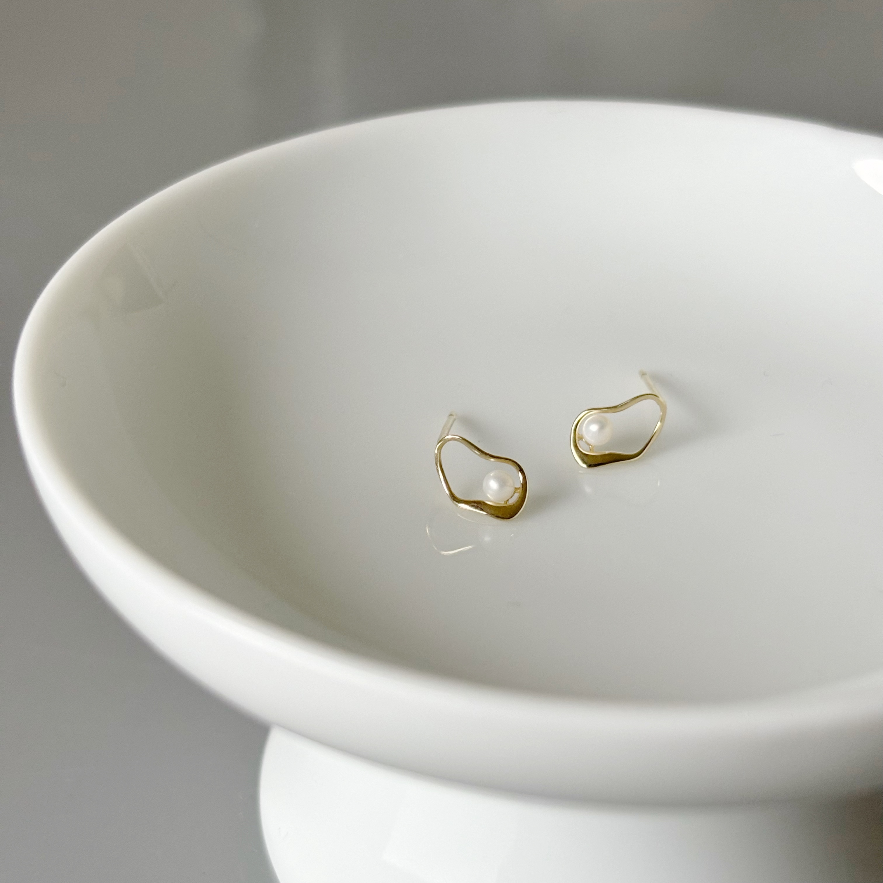 10K簍空不規則珍珠耳環