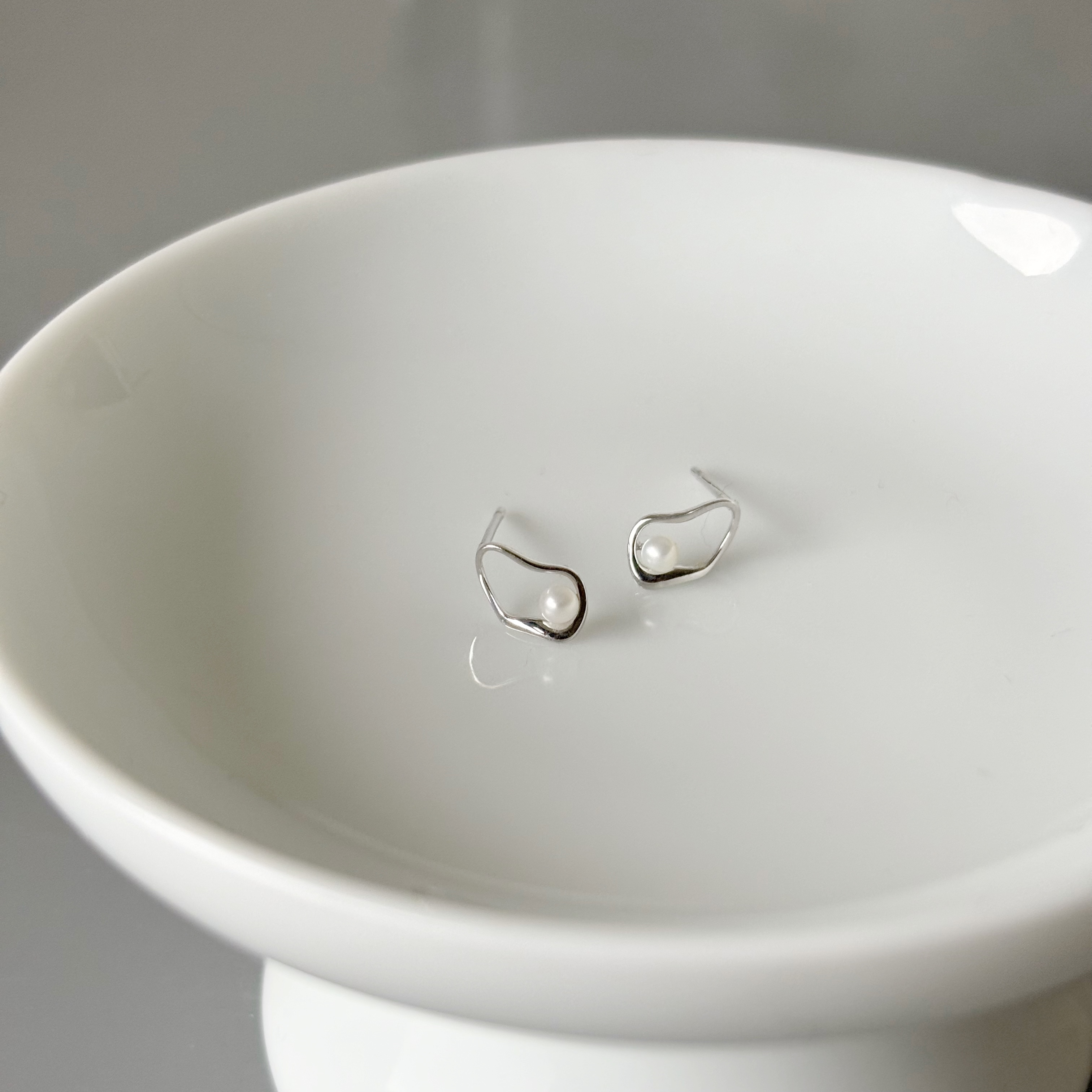 10K簍空不規則珍珠耳環