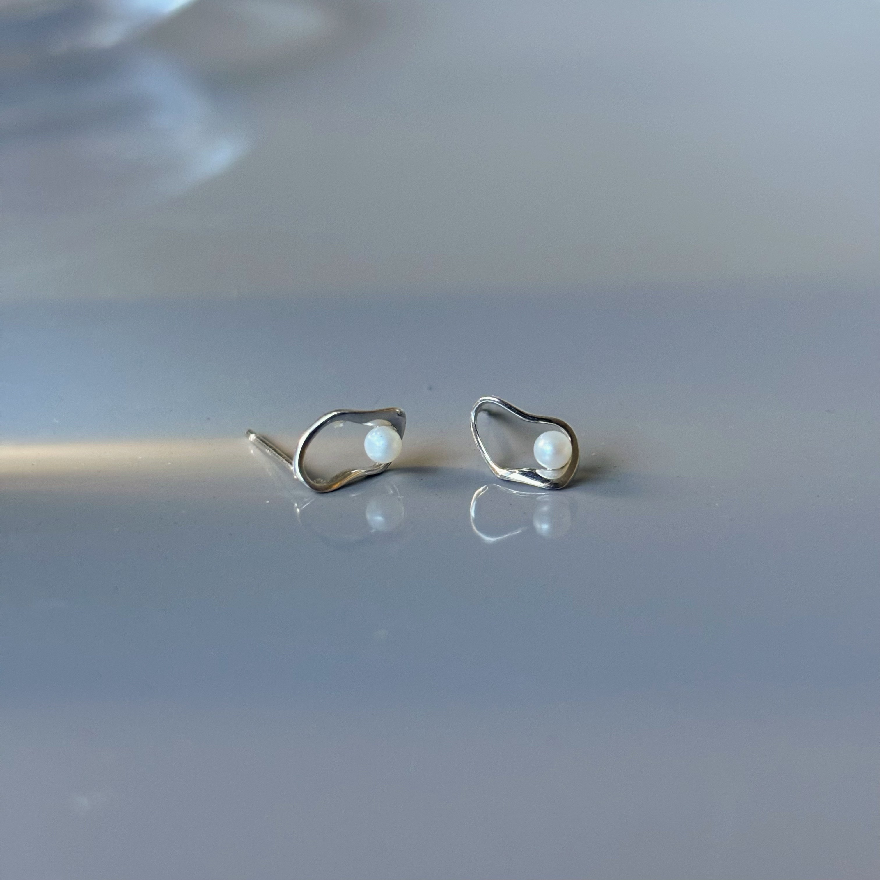 10K簍空不規則珍珠耳環