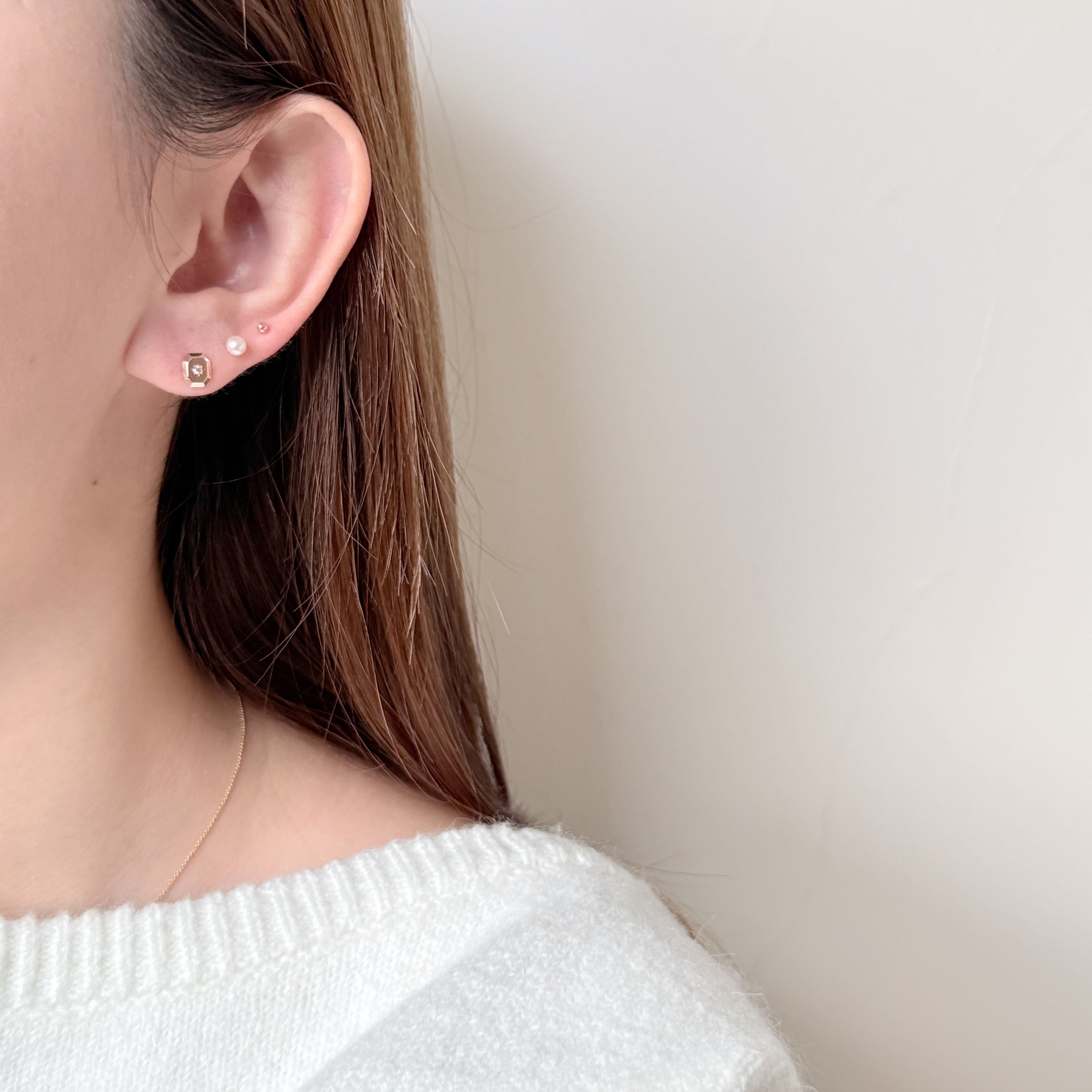 10K八邊形鋯石耳環