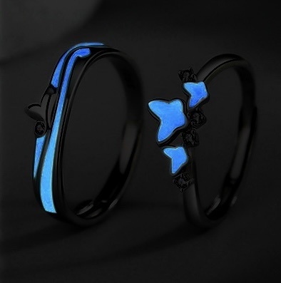 「朝思暮想🫶🏻」 情侶戒指💍 免費刻字✒️ 夜光情侶戒指✨