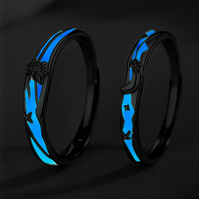 「天長地久」 情侶戒指💍 免費刻字✒️ 夜光情侶戒指✨