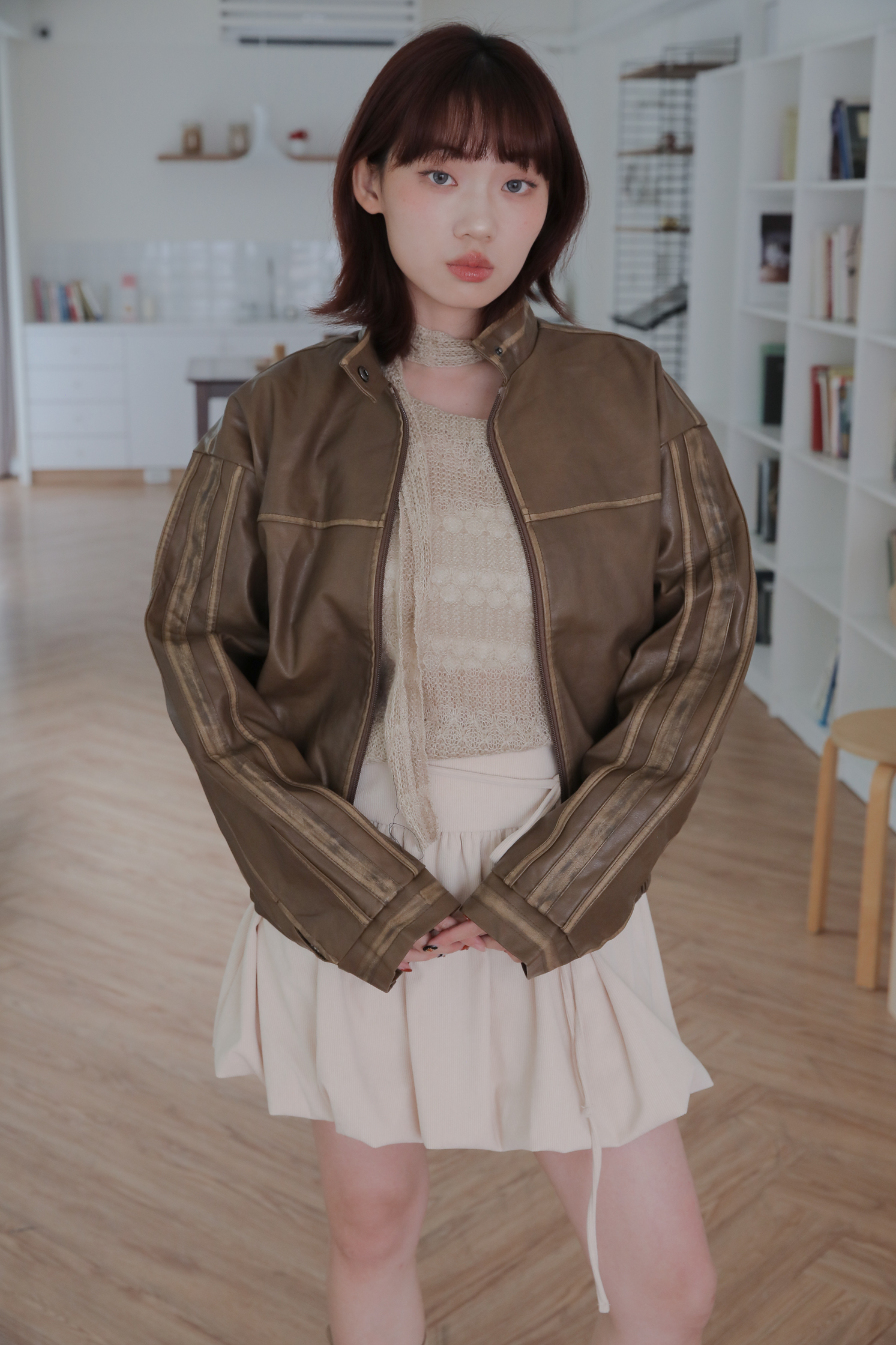 Washing Leather Crop Jacket #皮外套