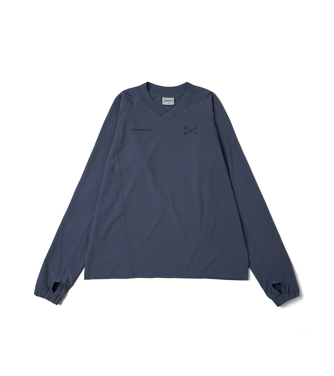 nozzle quiz® / Flow football L/S Tee - 鐵藍