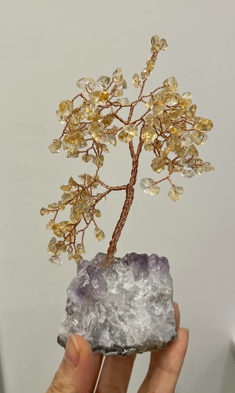 [S] GEMZ & CO HLCT CITRINE WITH RAW AMETHYST DRUSE BASE TREE, W233 (W233)