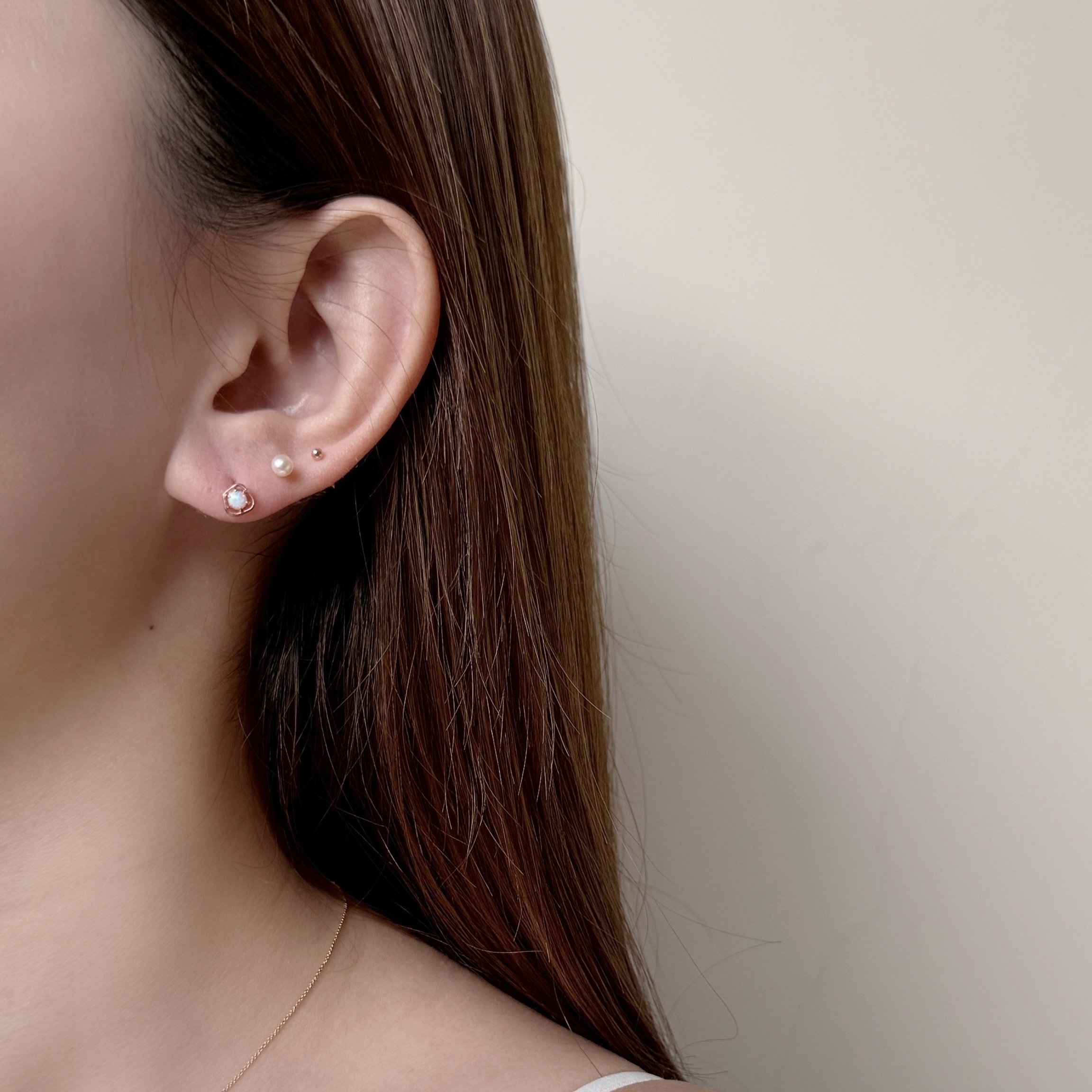 10K不規則爪鑲歐泊耳環