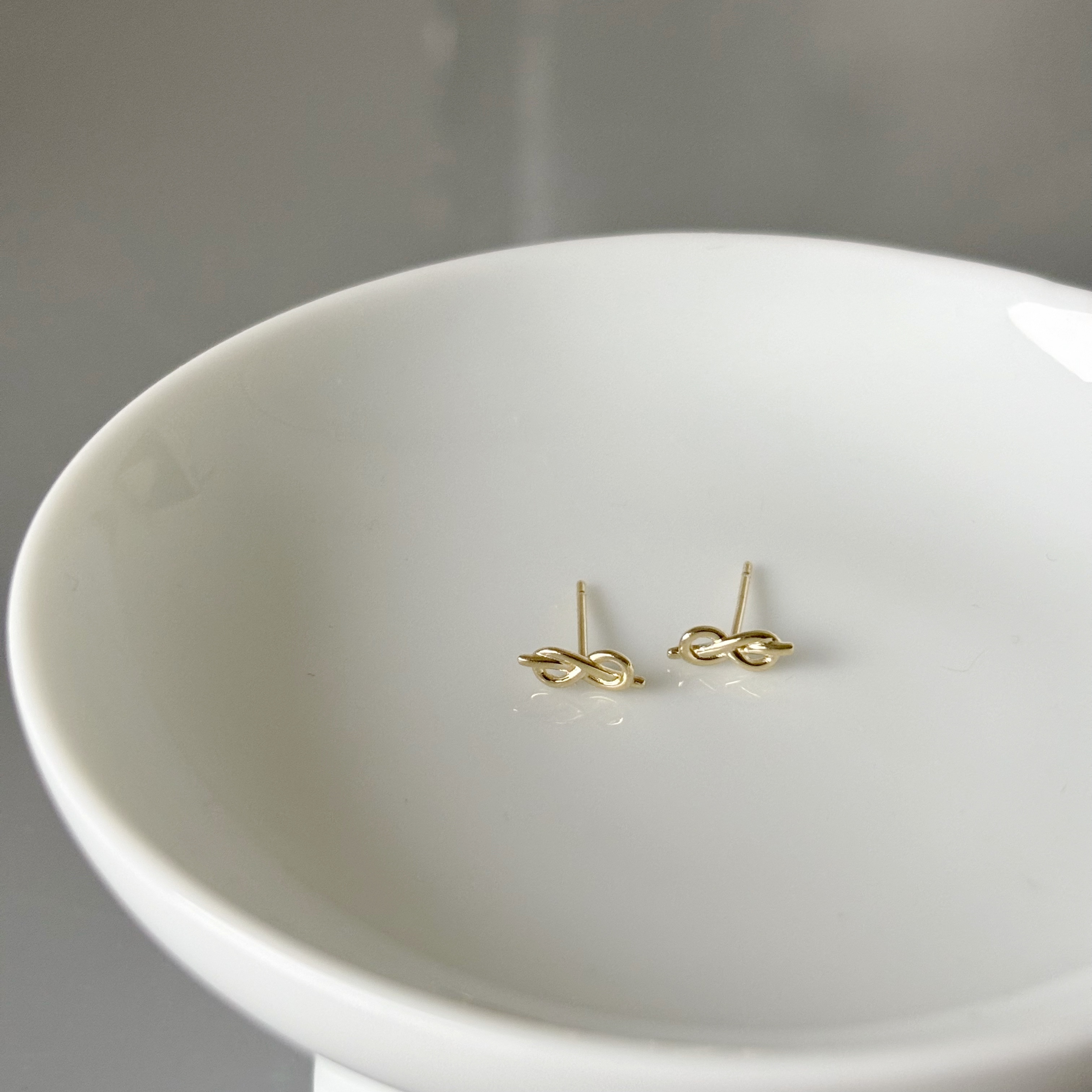 10K簡約雙結耳環