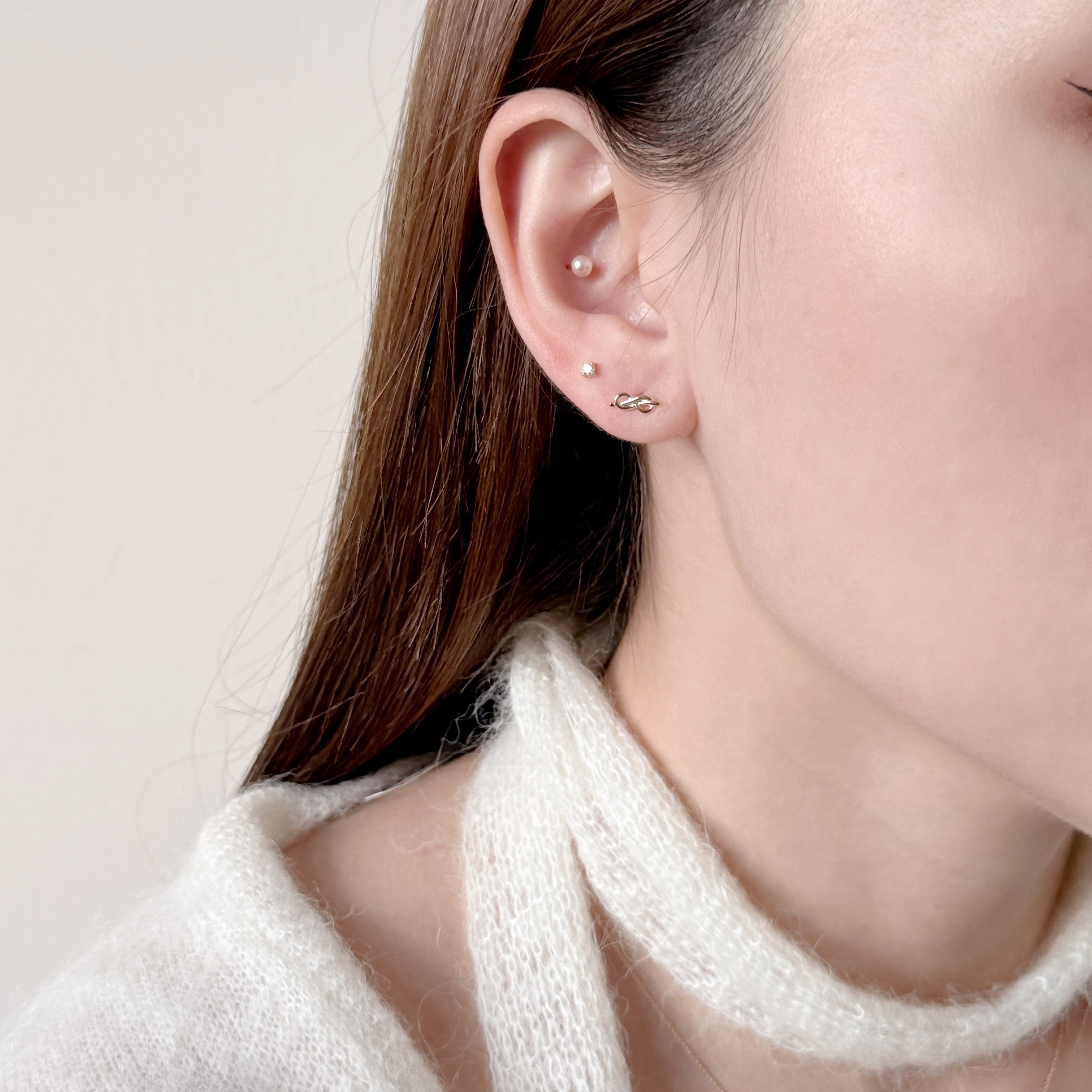 10K簡約雙結耳環