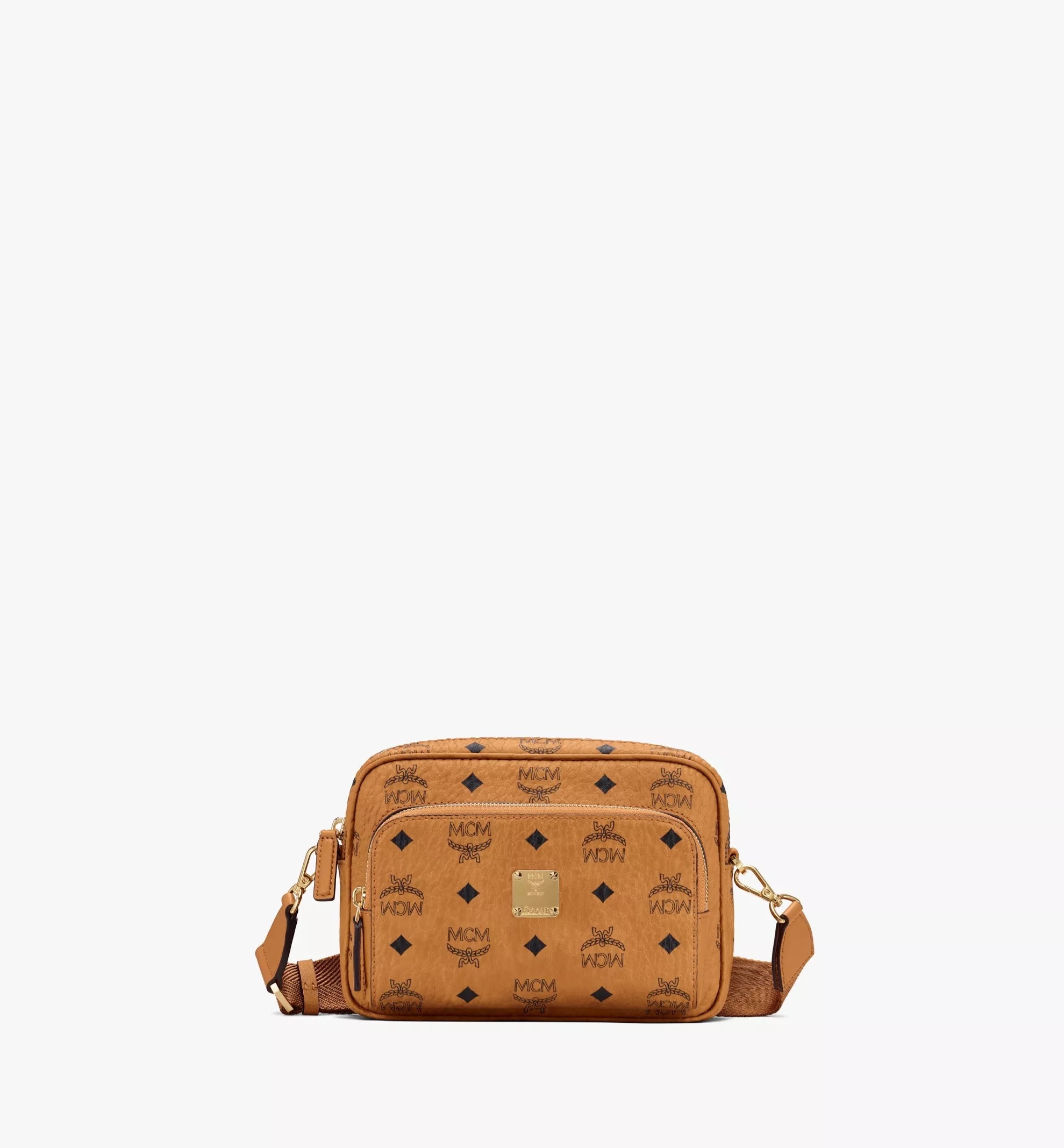 [S] MCM SMALL AREN CROSSBODY IN VISETOS,COGNAC, SMCM120 (SMCM120)