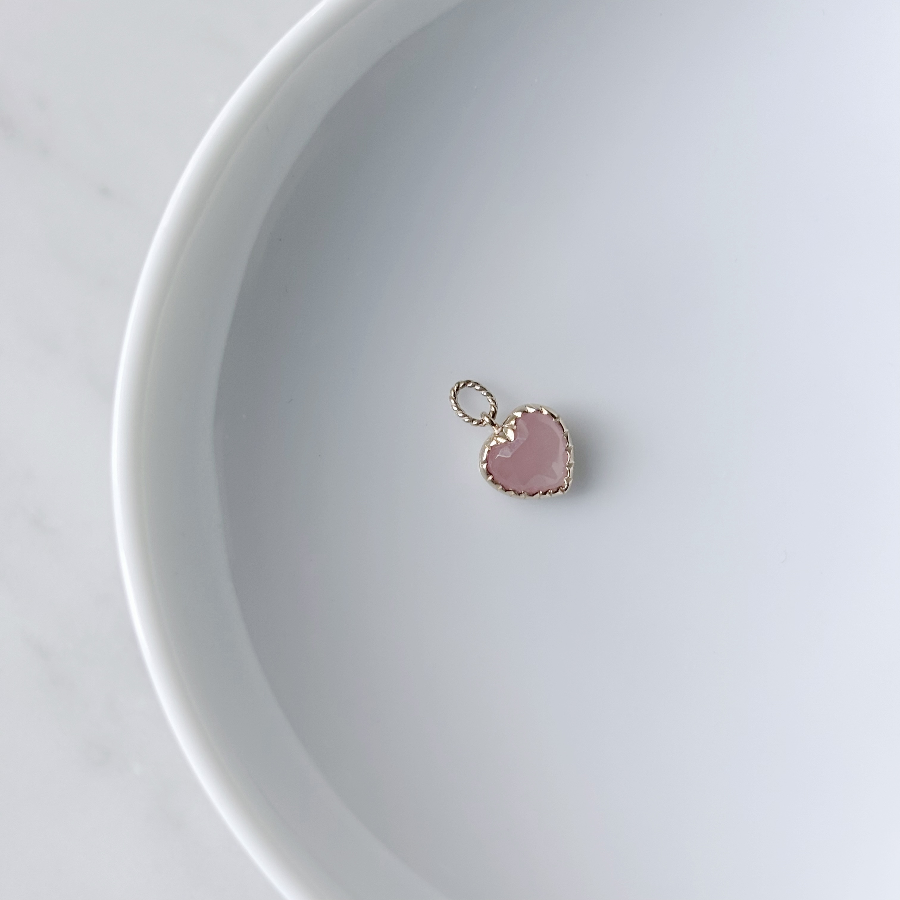 14K大蛋糕愛心粉紅石英耳墜