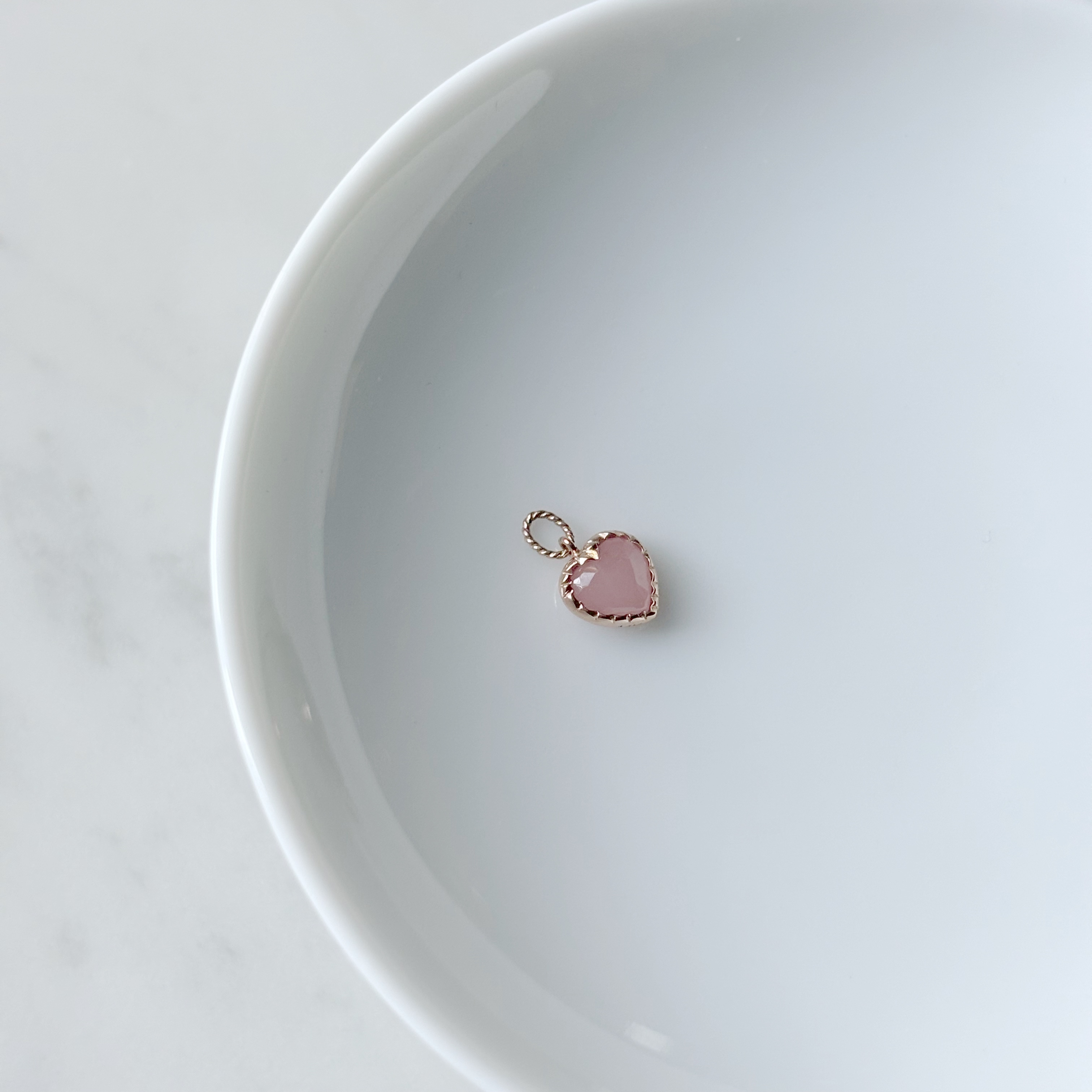 14K大蛋糕愛心粉紅石英耳墜