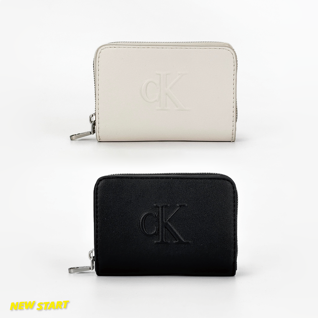 Calvin Klein CK 立體字母 防刮皮革 拉鍊短夾
