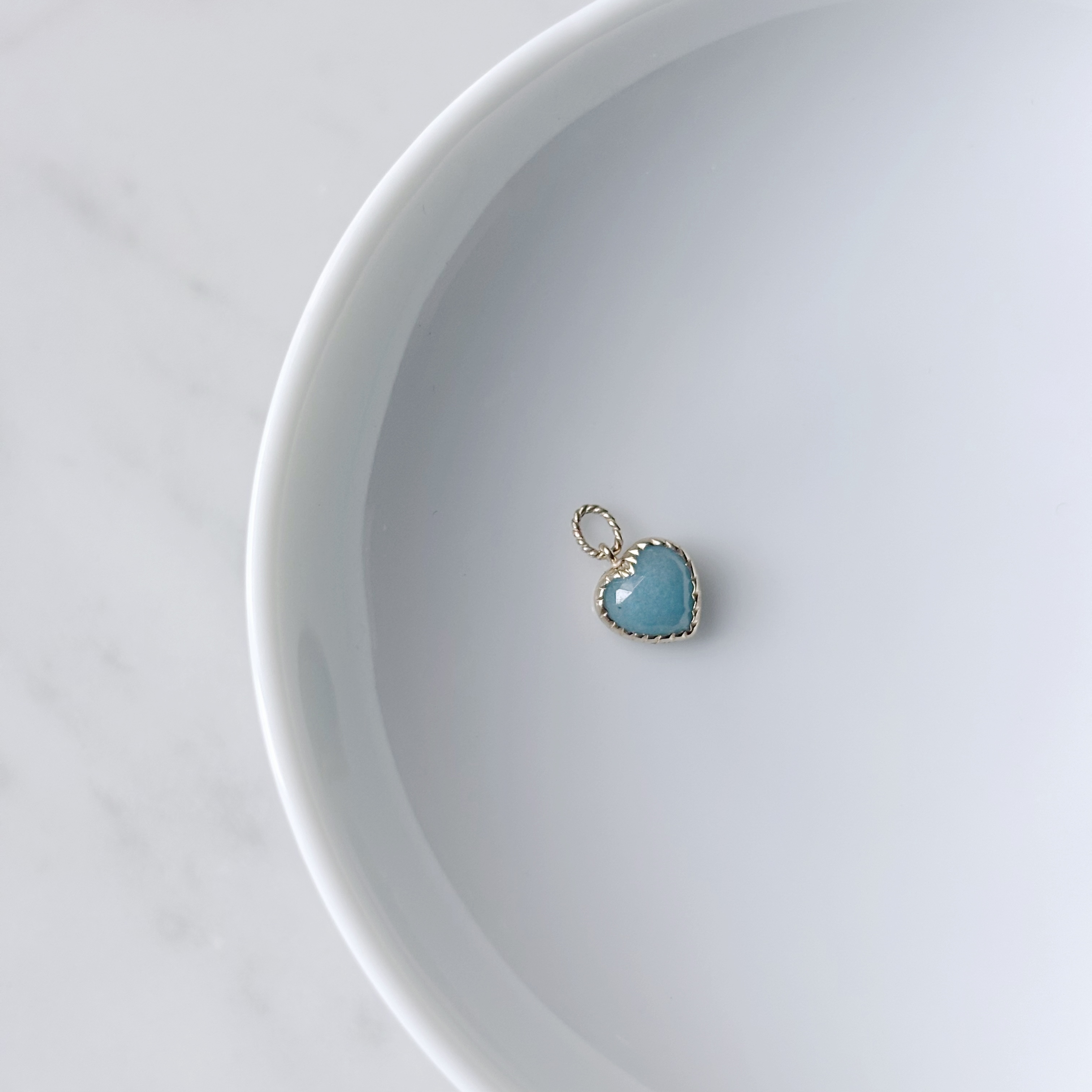 14K大蛋糕愛心水藍石英耳墜