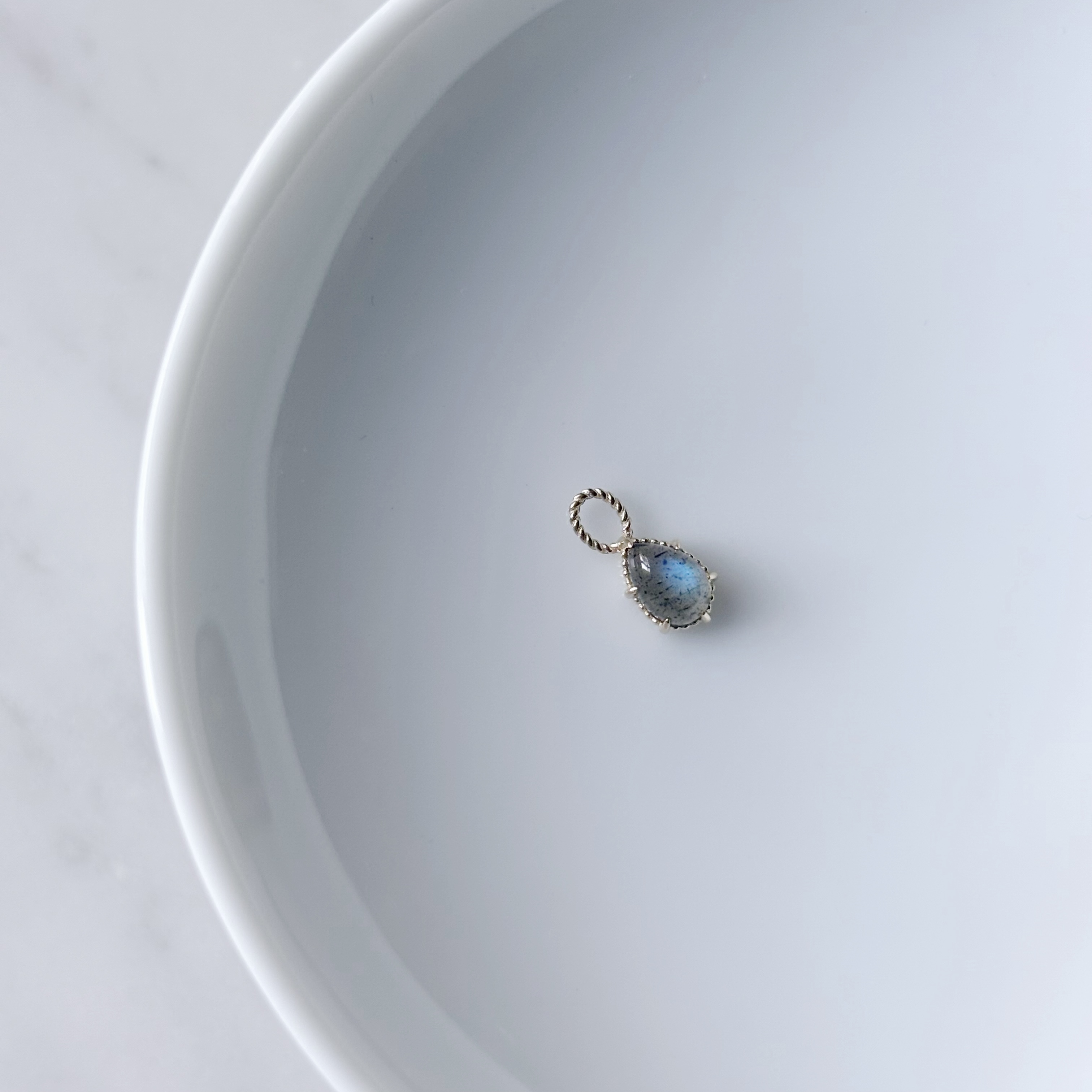 14K麻花六爪水滴拉長石耳墜