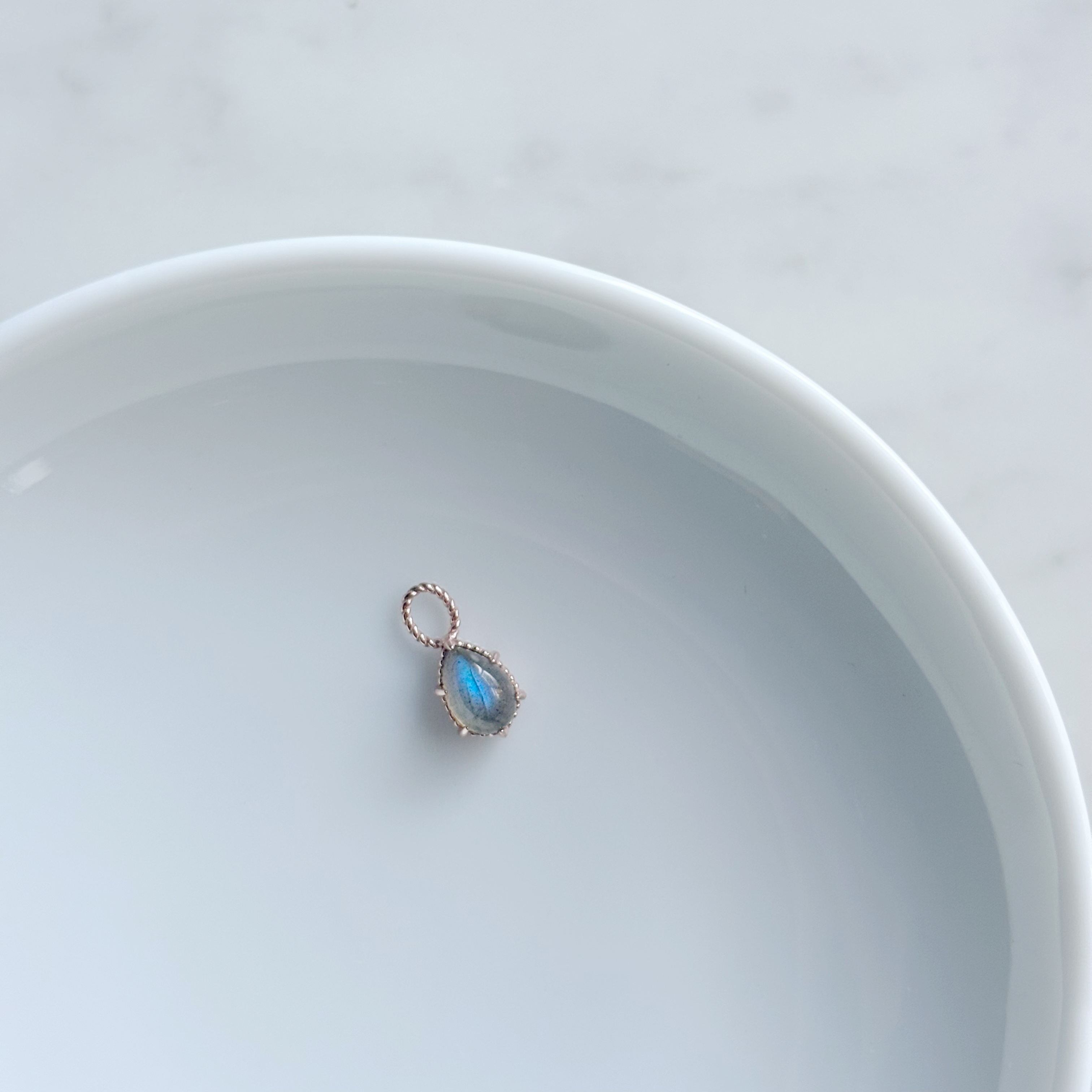 14K麻花六爪水滴拉長石耳墜