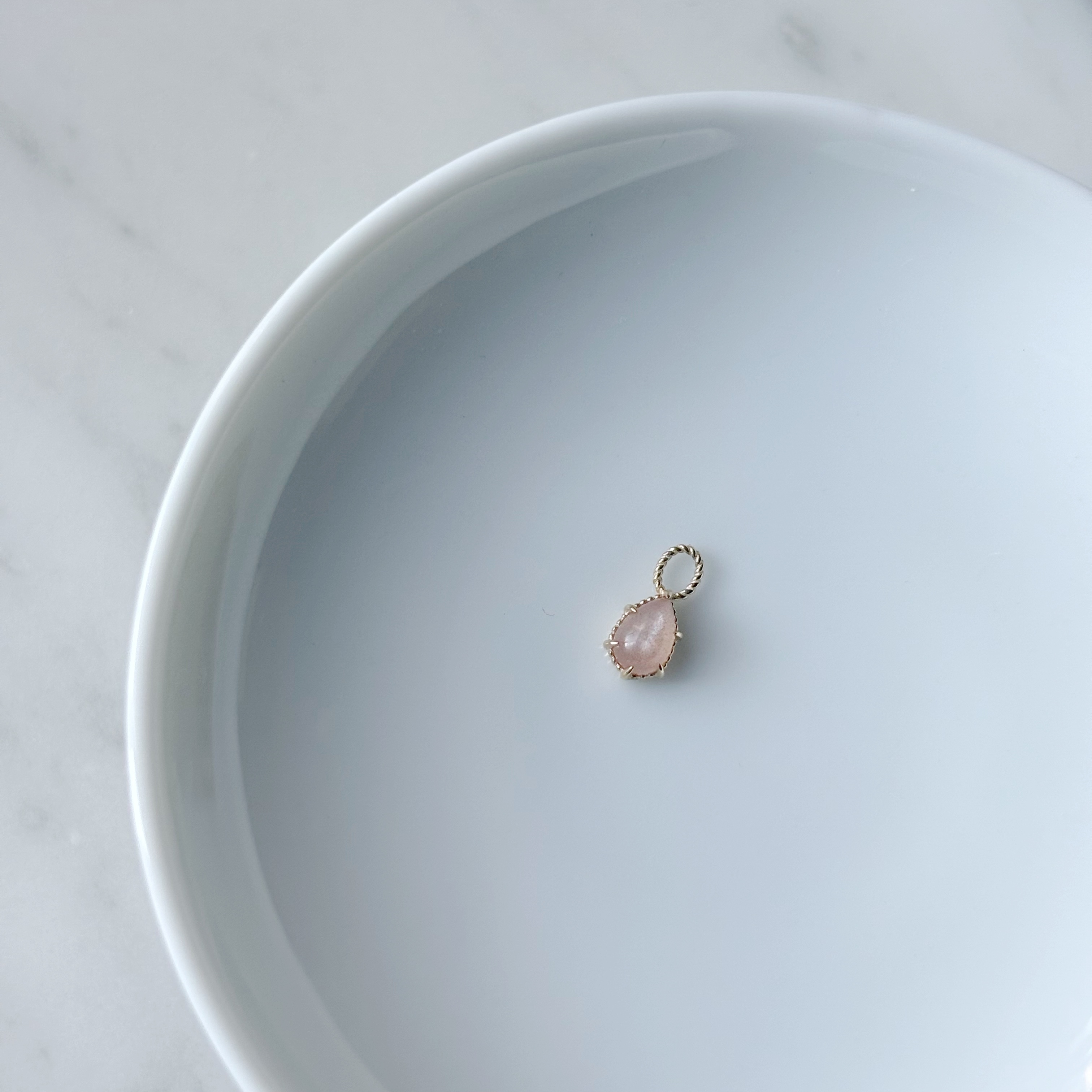 14K麻花六爪水滴蜜桃月光石耳墜