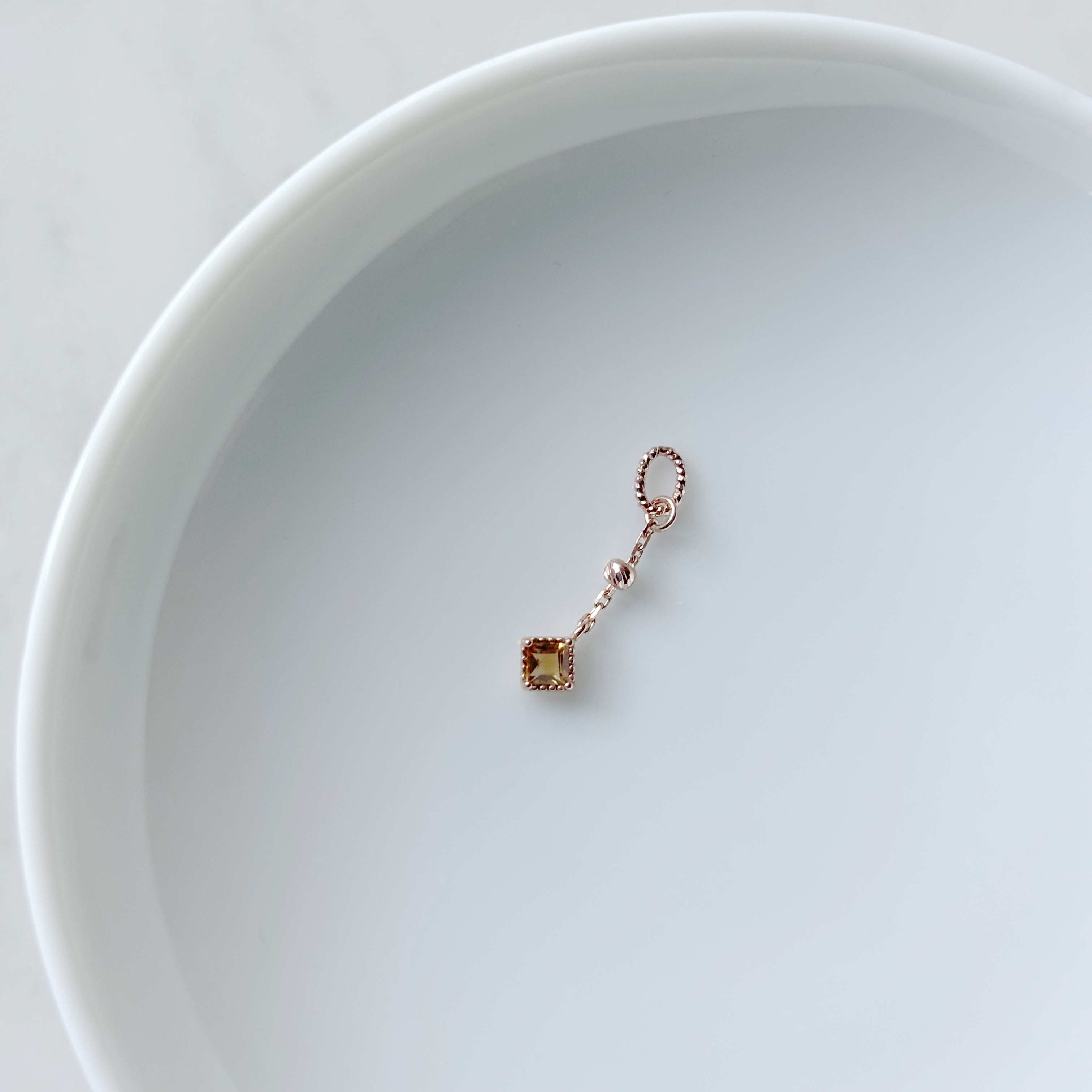 14K小金球菱形黃水晶耳鏈墜