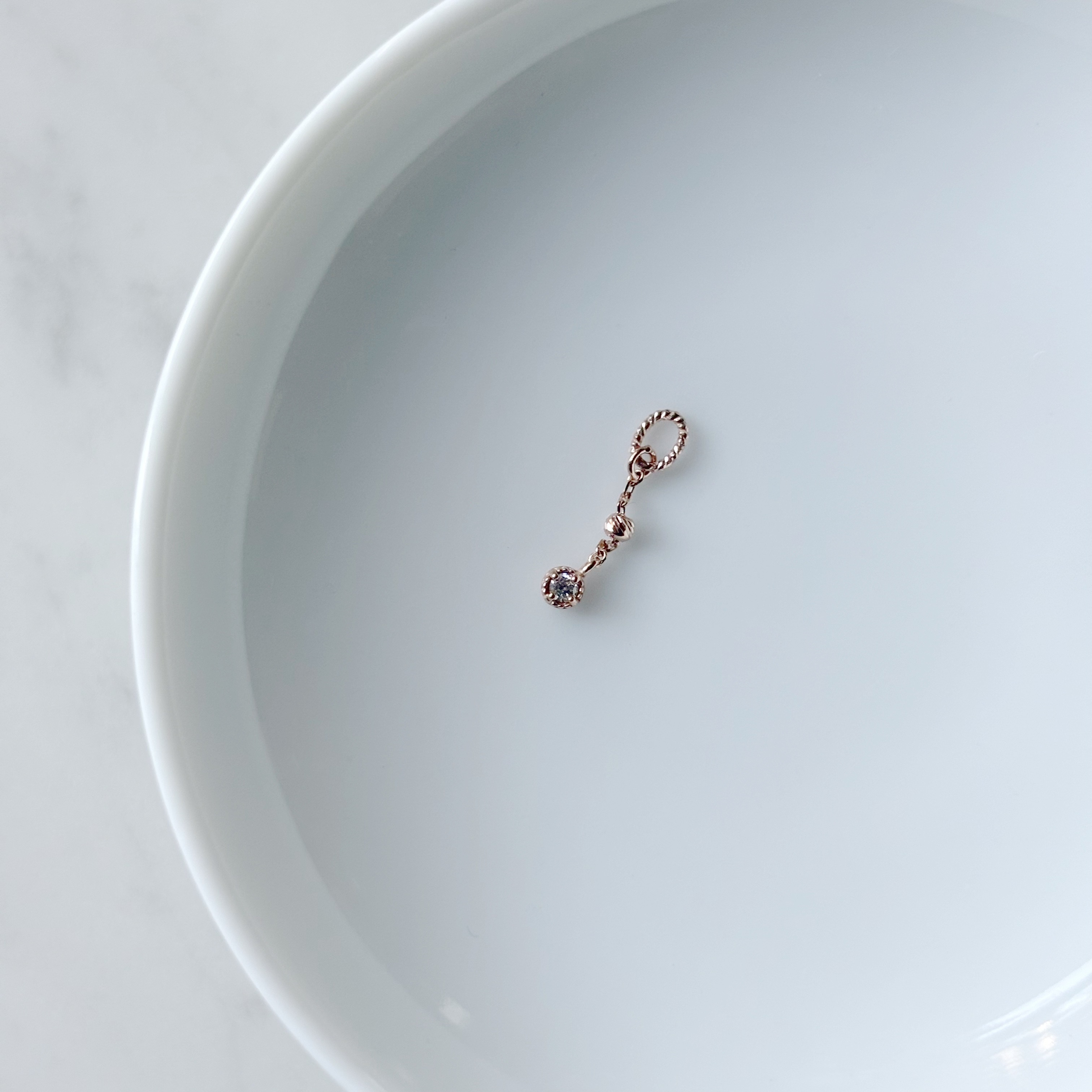 14K小金球小圓真鑽耳鏈墜