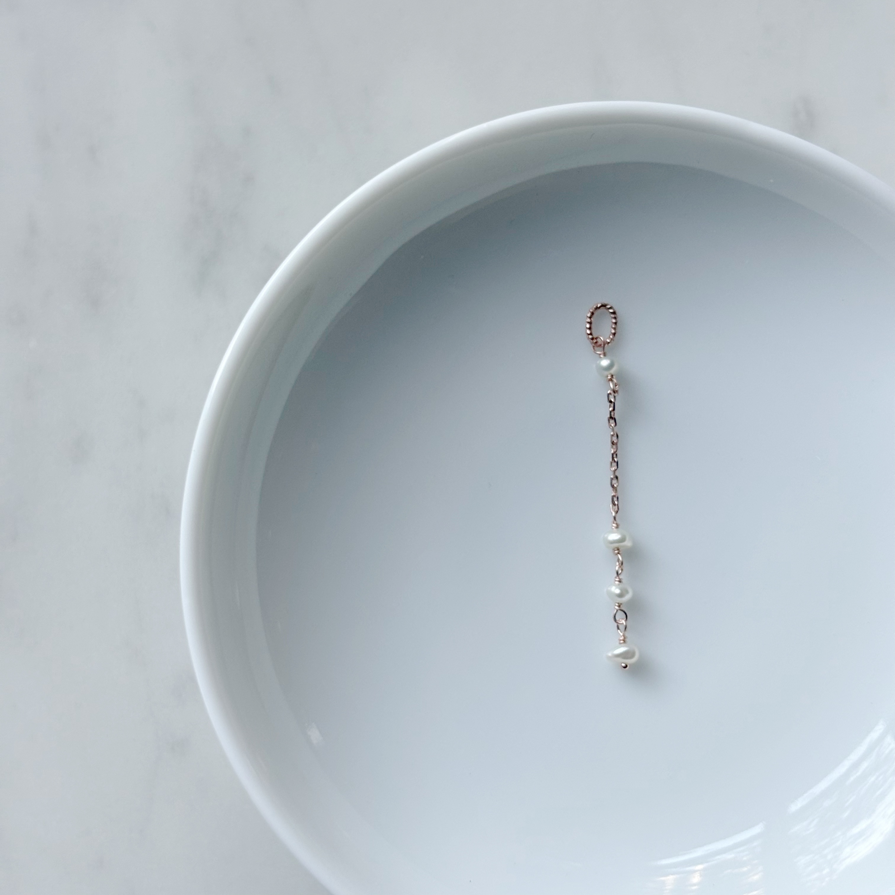 14K手工珍珠耳鏈墜