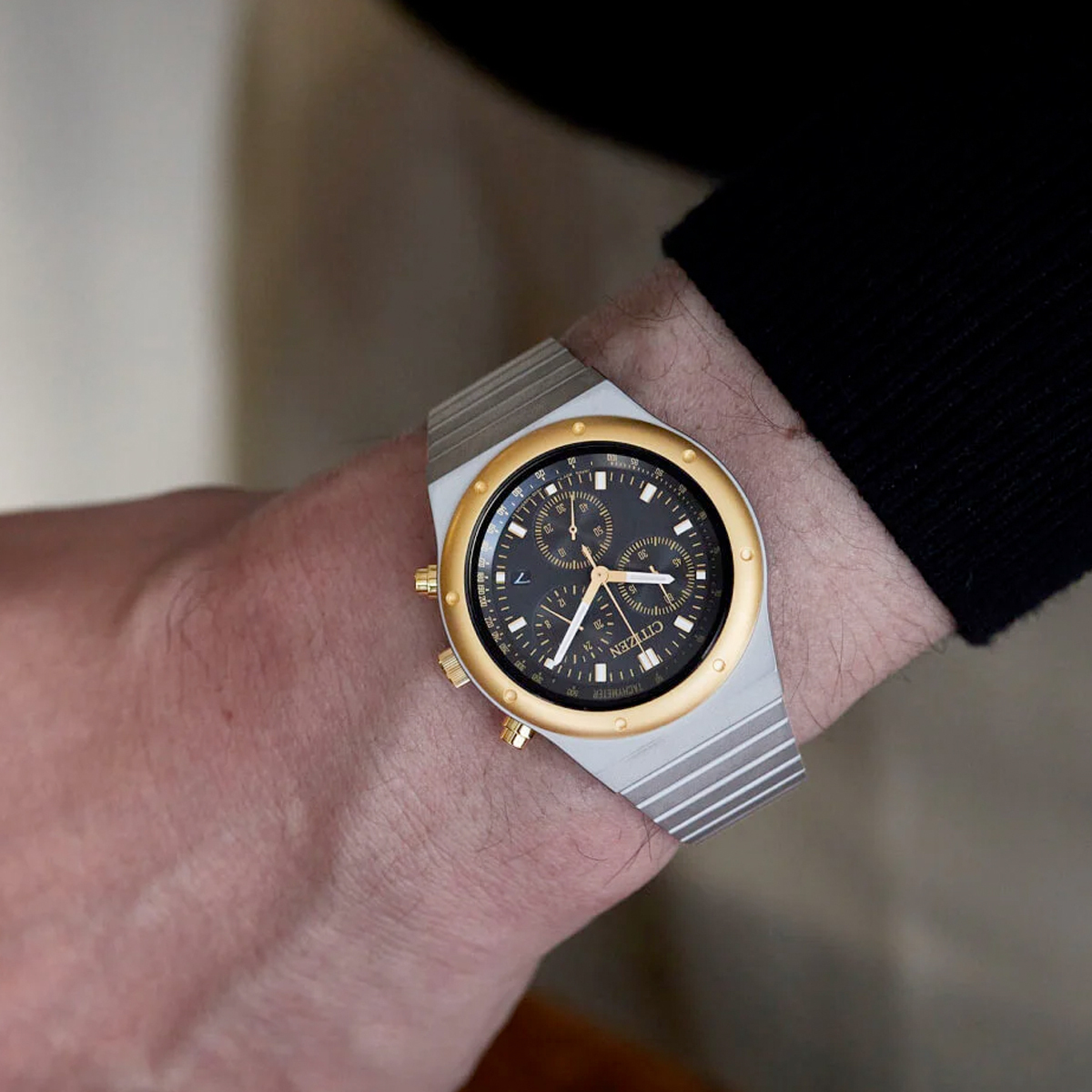 CITIZEN AT2544-64E RECORD LABEL 1984 chronograph 復刻版