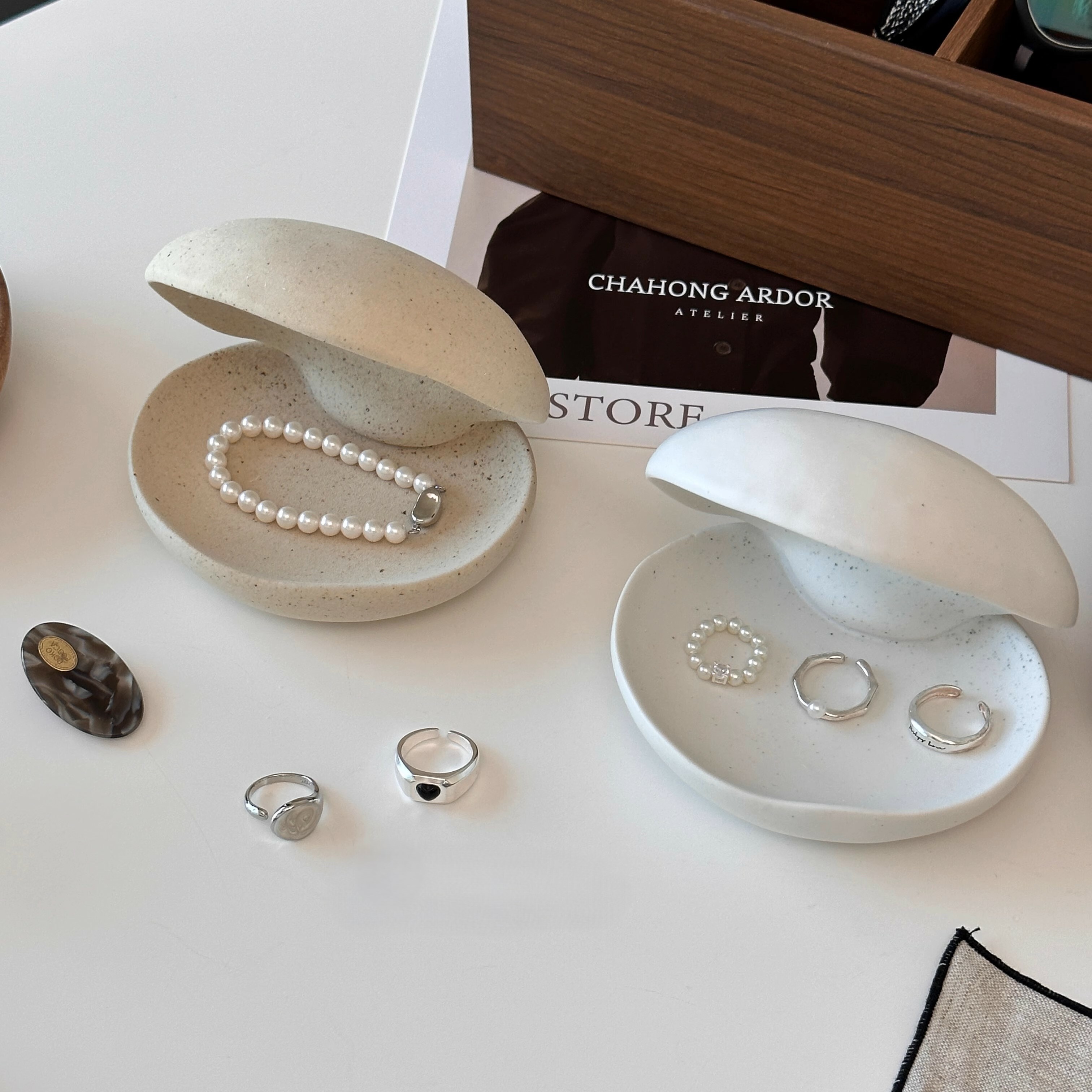 《5371》輕奢陶瓷飾品收納貝殼盤