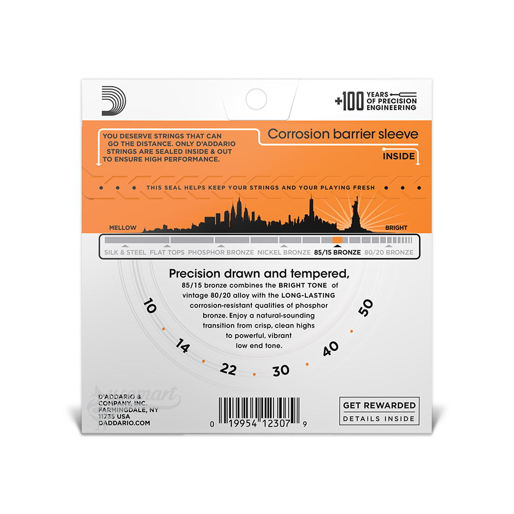 D’Addario 85/15 Bronze EZ900 黃銅民謠吉他套弦 (010-050)