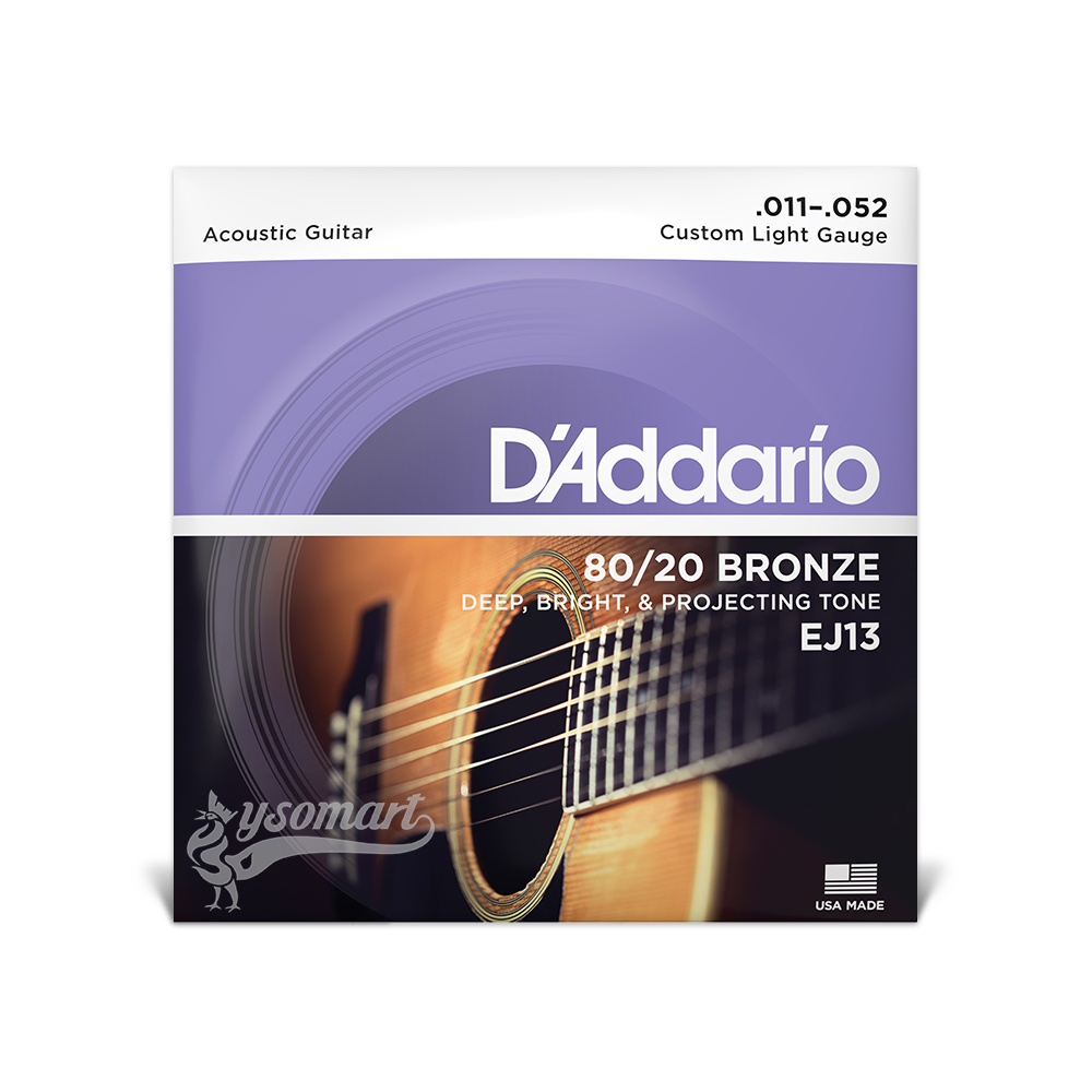 D’Addario 80/20 Bronze EJ13 黃銅民謠吉他套弦 (011-052)