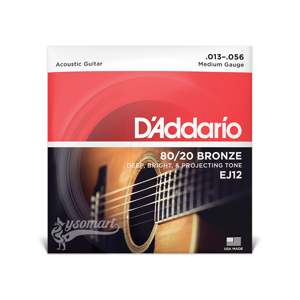 D’Addario 80/20 Bronze EJ12 黃銅民謠吉他套弦 (013-056)