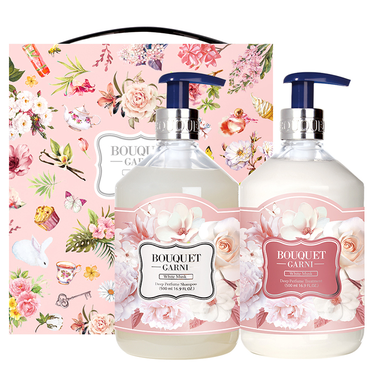 璞珈妮 護髮清潔禮盒組(洗髮精500ml+護髮乳500ml)【白麝香】-Bouquet Garni