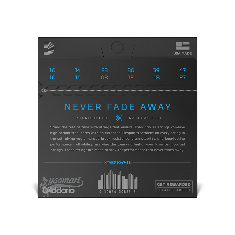 D’Addario XT 80/20 Bronze XTABR1047-12 覆膜黃銅民謠吉他套弦 (010-047)