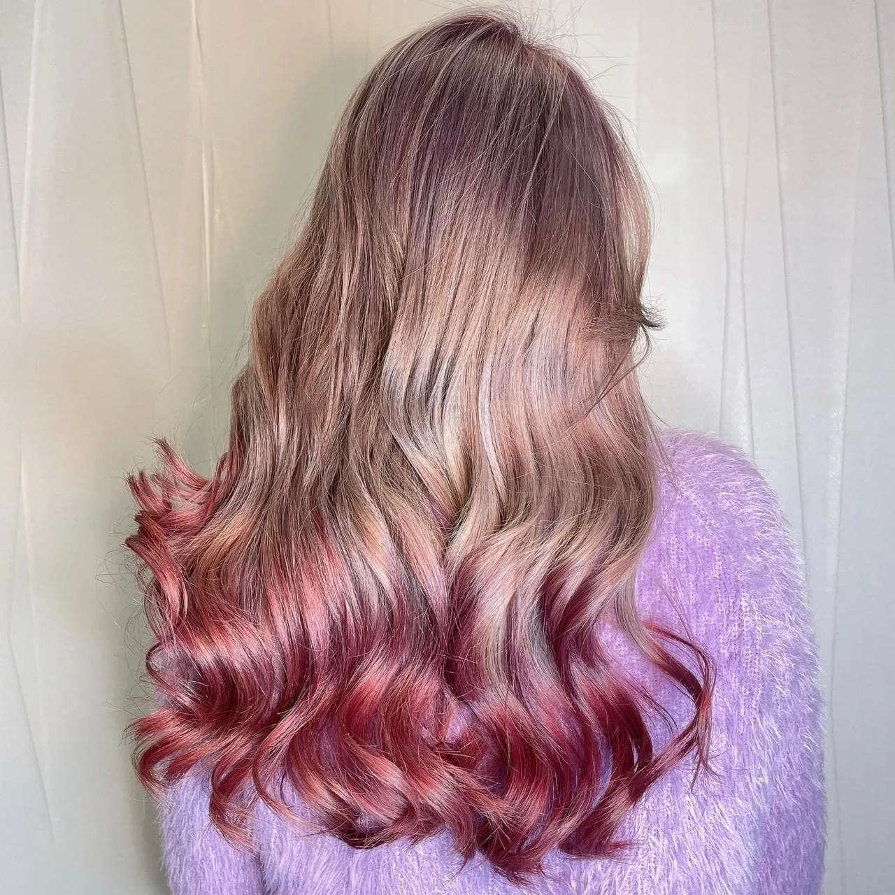 Special Hair Color: Upper layer in Milk Tea shade with Pink ends.