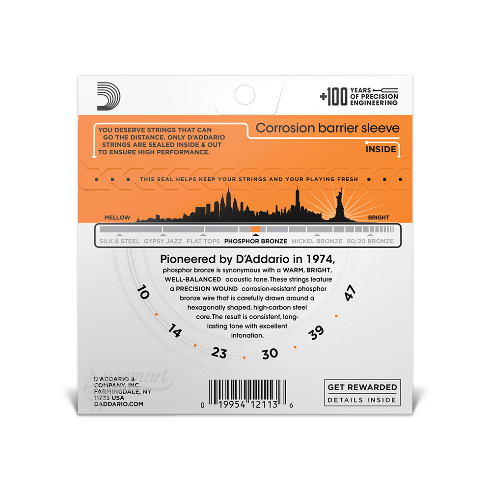 D’Addario Phosphor Bronze EJ15 磷青銅民謠吉他套弦 (010-047)