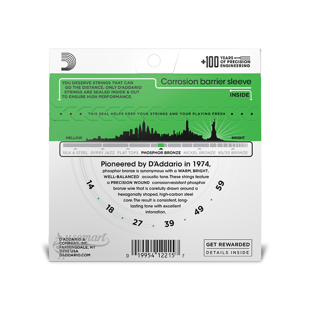 D’Addario Phosphor Bronze EJ18 磷青銅民謠吉他套弦 (014-059)