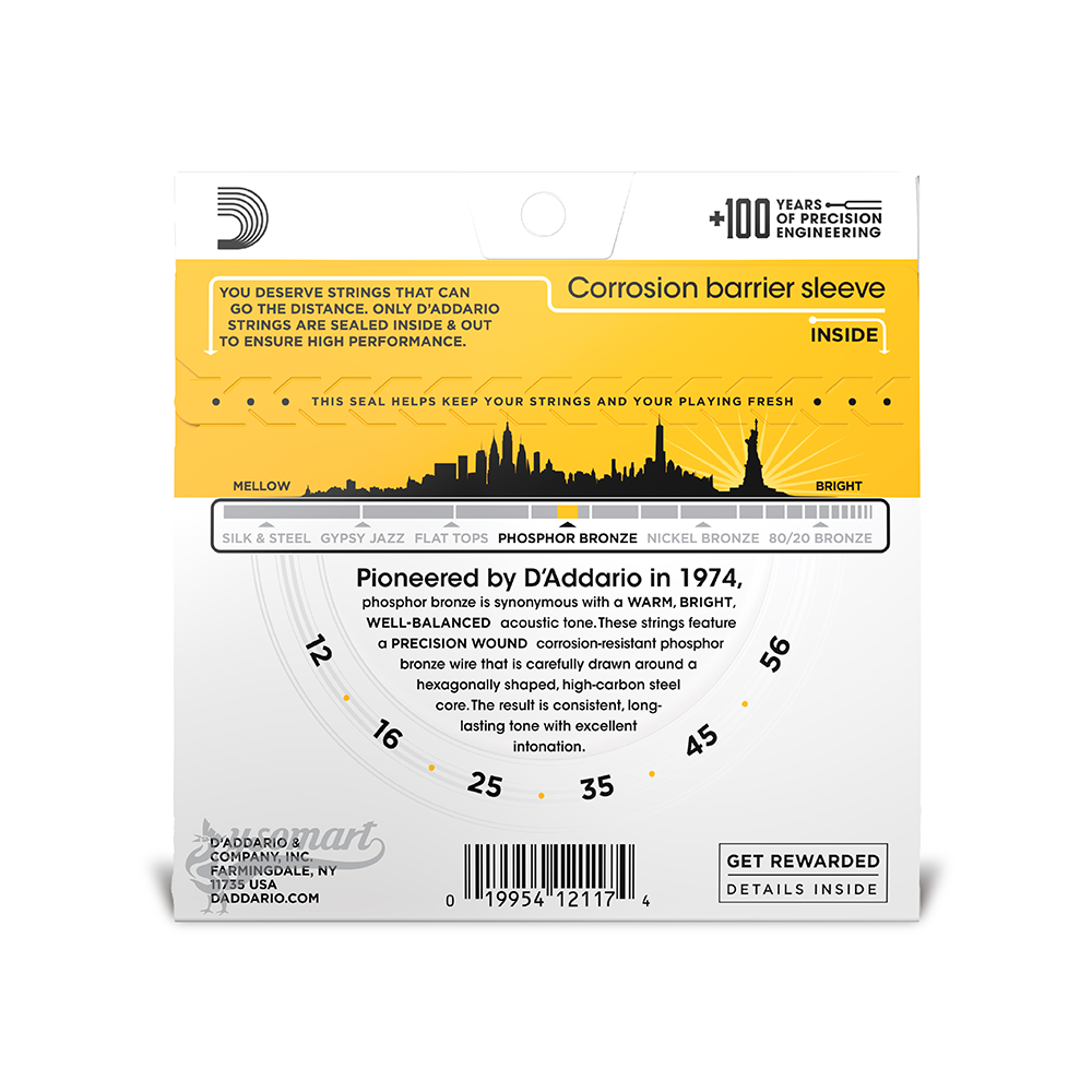 D’Addario Phosphor Bronze EJ19 磷青銅民謠吉他套弦 (012-056)