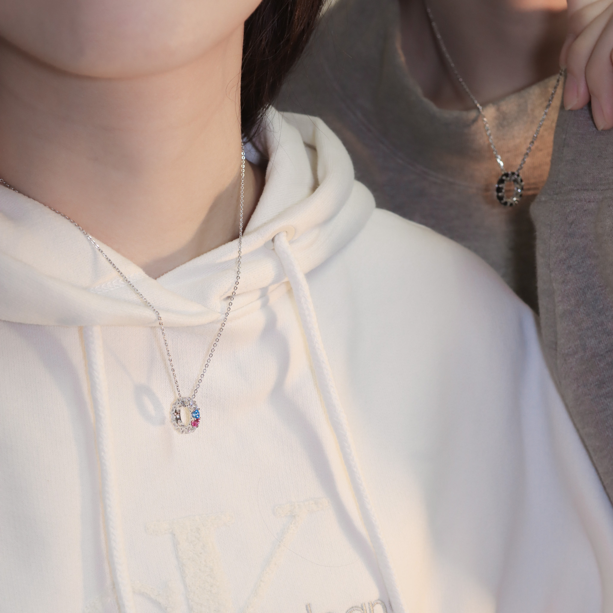 | 925 Silver・White Gold | Love Wheel Couple Necklace（Black / Rose Gold） | NE1255 |