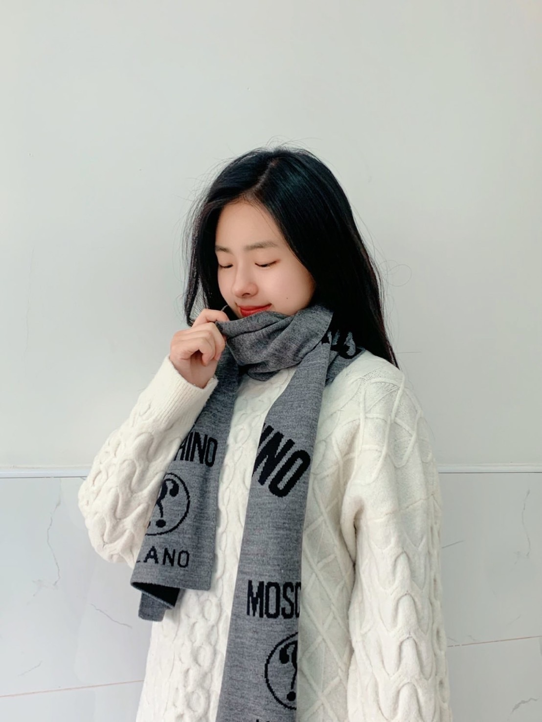 MOSCHINO 羊毛 雙面 圍巾 50055-M5145-015