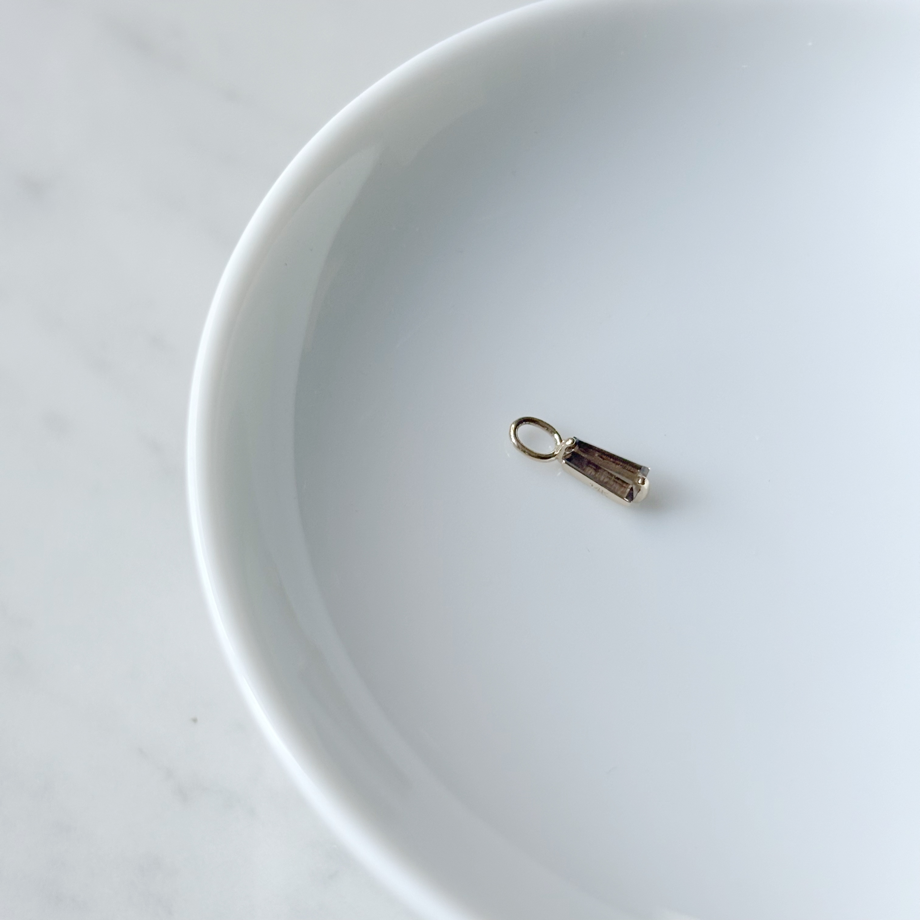 14K梯形切割茶晶耳墜